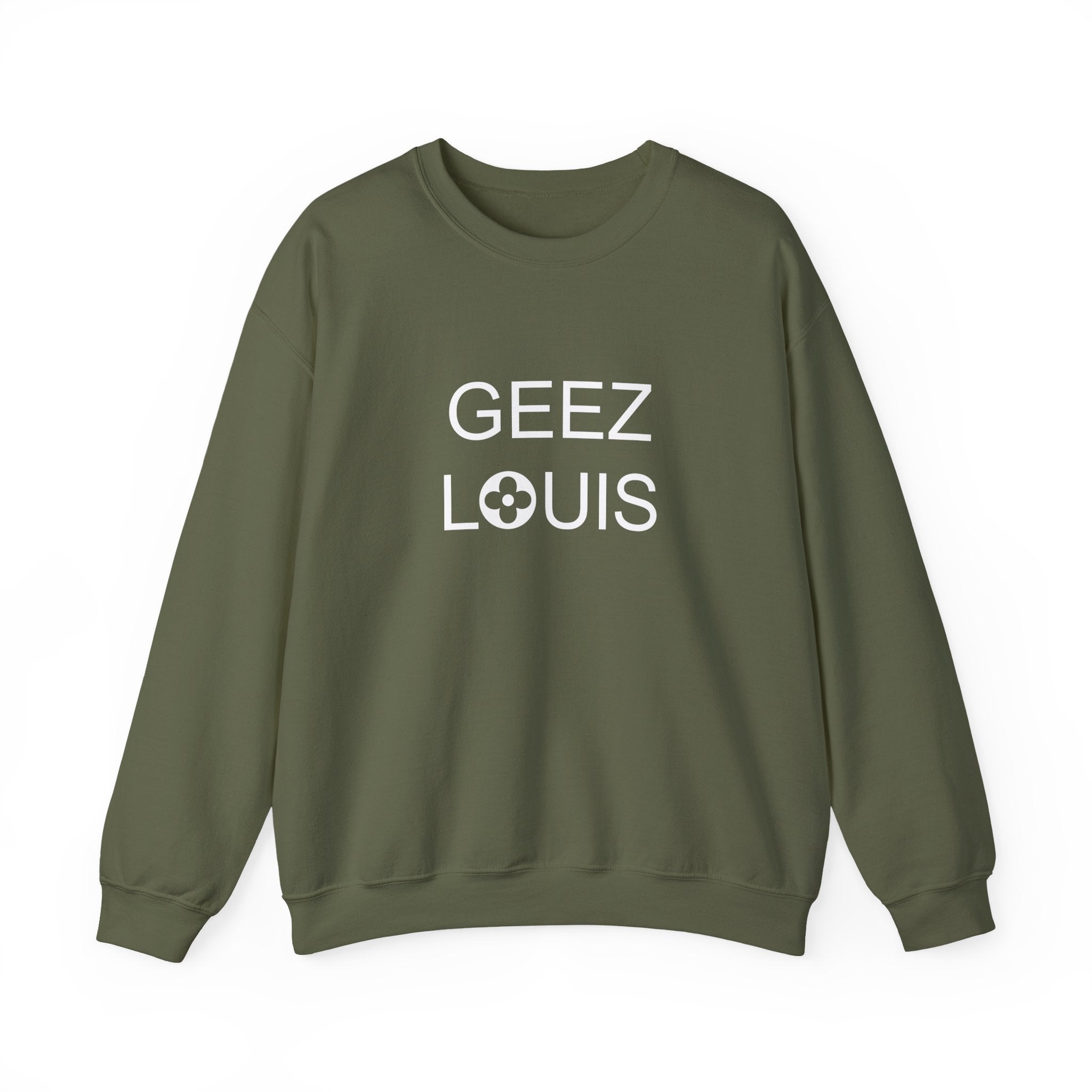 Luxury Lover Graphic Pullover Sweatshirt, Geez Louis Crewneck Jumper, Unisex Sweatshirt for Fashion Enthusiasts, Cozy Winter Sweater,