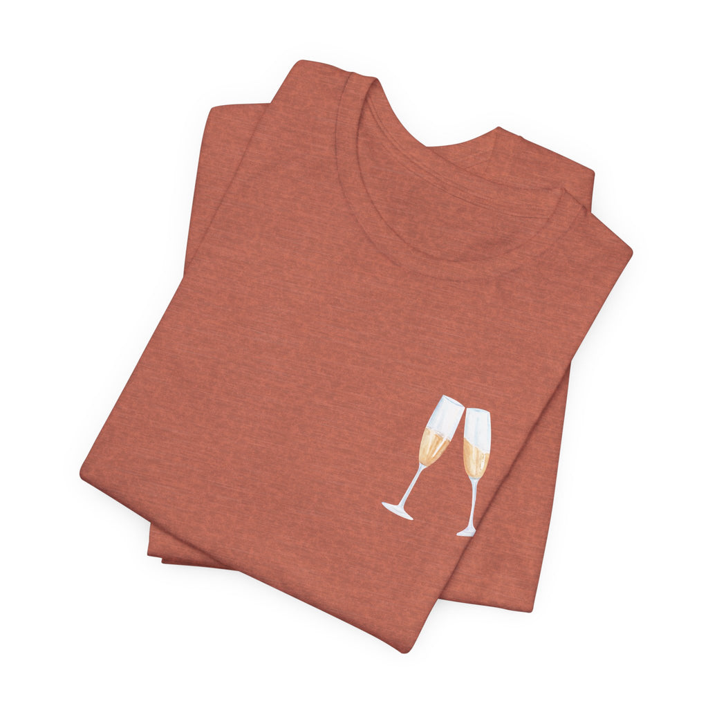 Champagne Problems tee | Champagne glass chest logo, text back