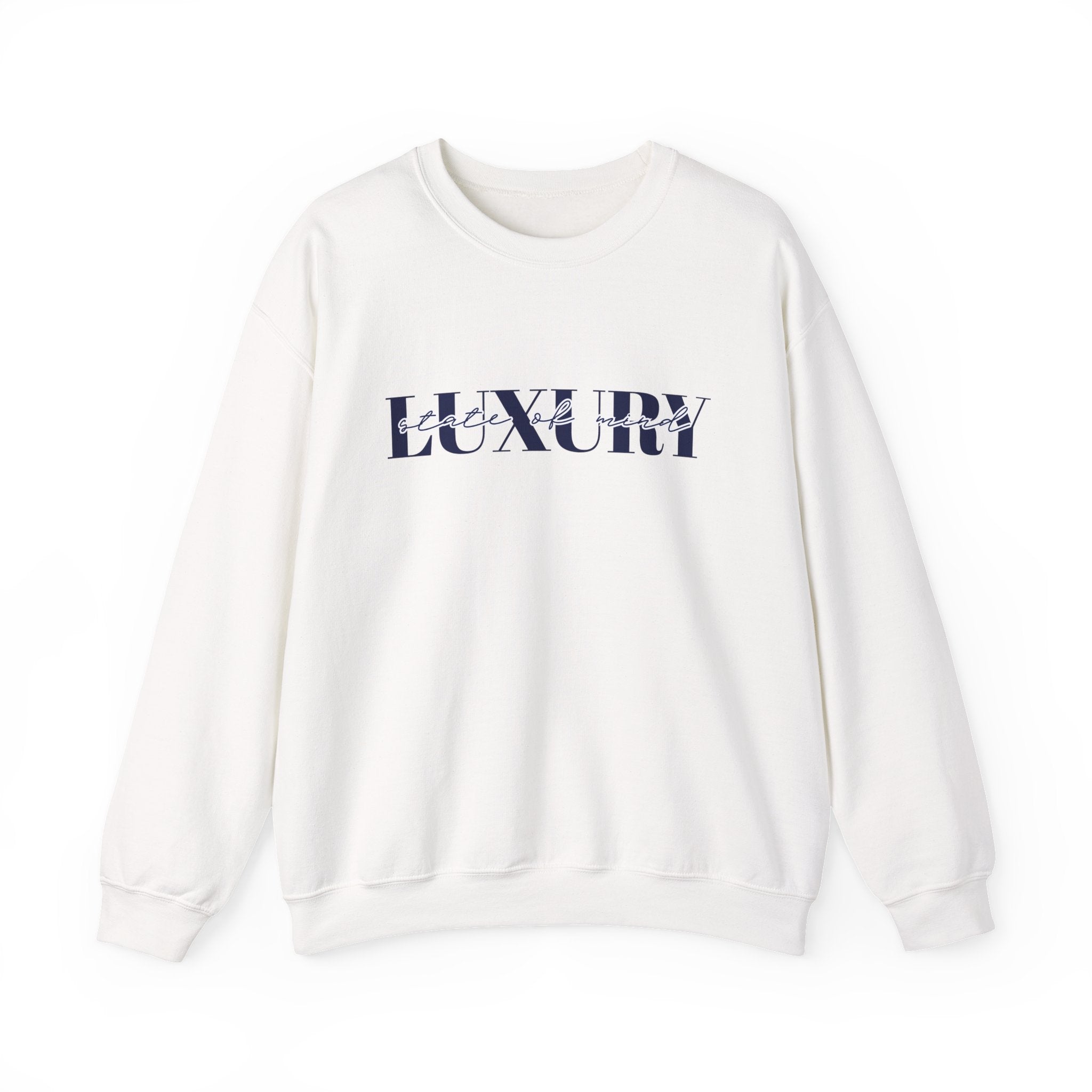 Luxury Typography Sweatshirt | White Crewneck, Minimal Logo