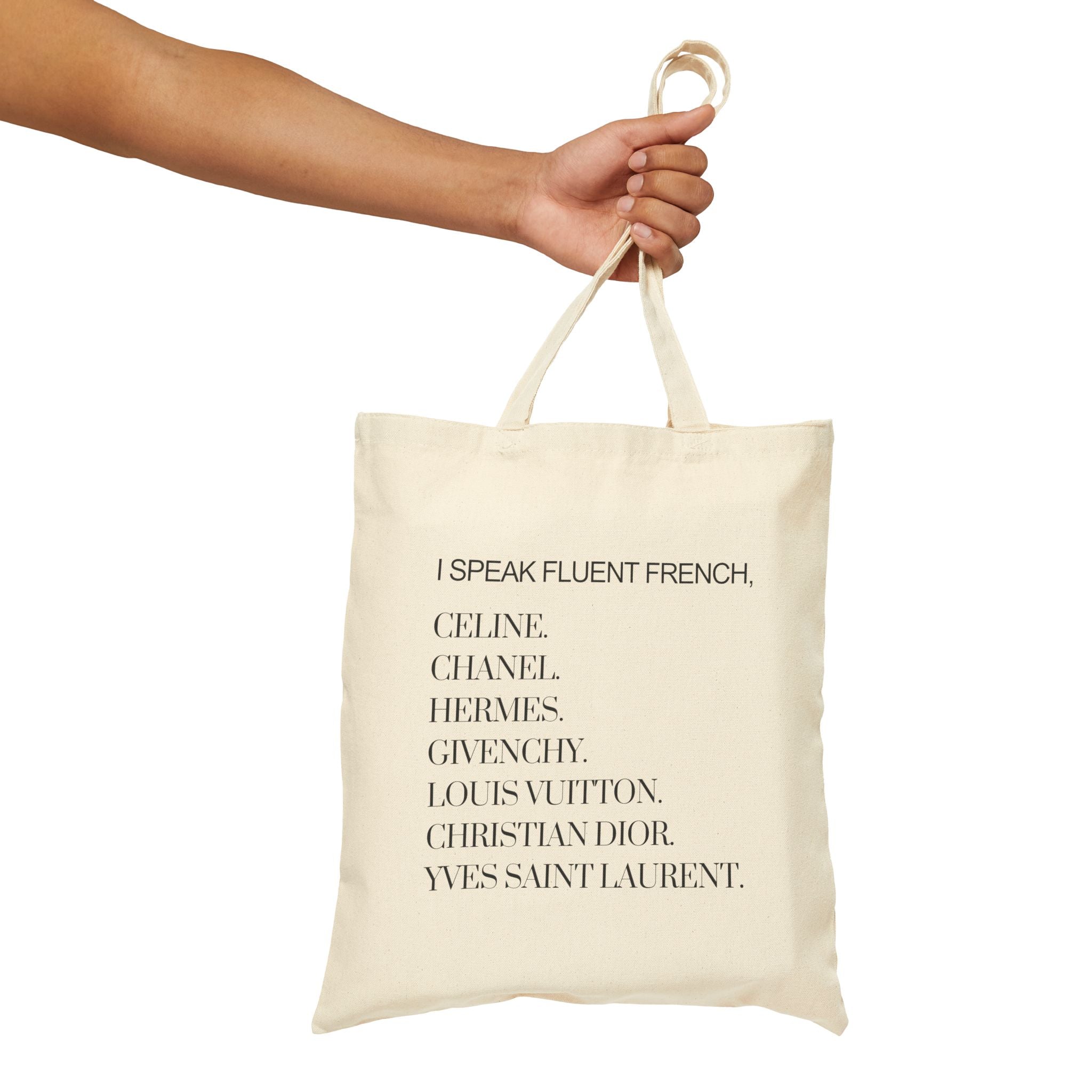 I Speak Fluent French Cotton Canvas Tote Bag | Farmers Market Bag | Tote Bag | Shopping Tote