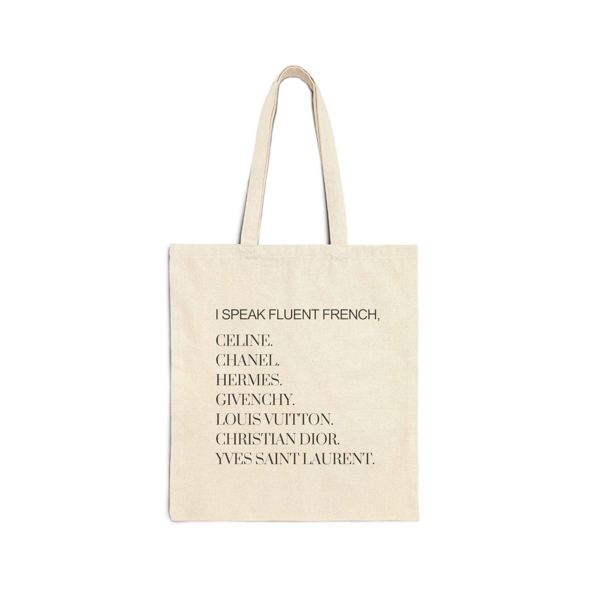 I Speak Fluent French Cotton Canvas Tote Bag | Farmers Market Bag | Tote Bag | Shopping Tote