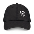 LOVE flower embroidery Denim Hat | Embroidered baseball cap, floral script
