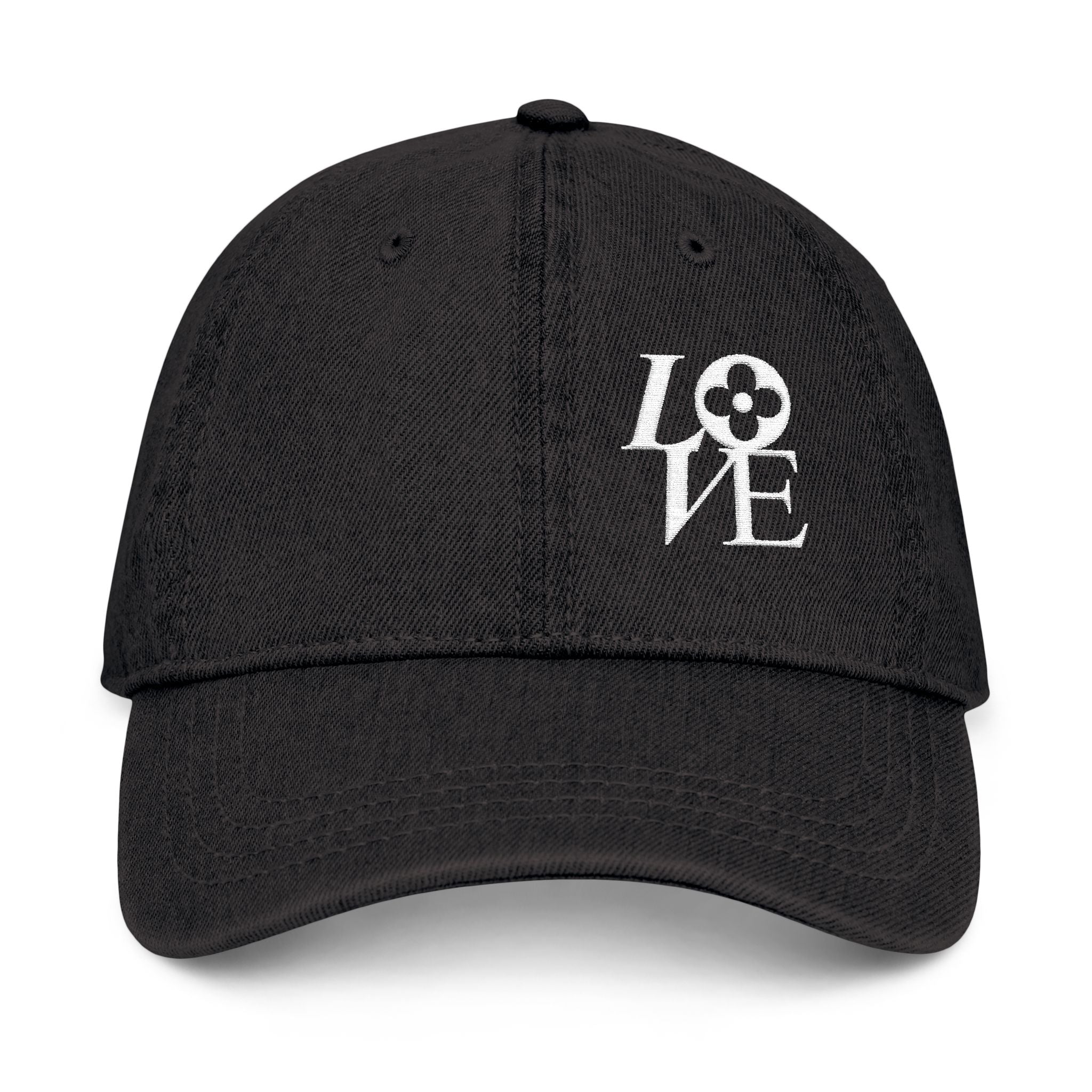 LOVE flower embroidery Denim Hat | Embroidered baseball cap, floral script