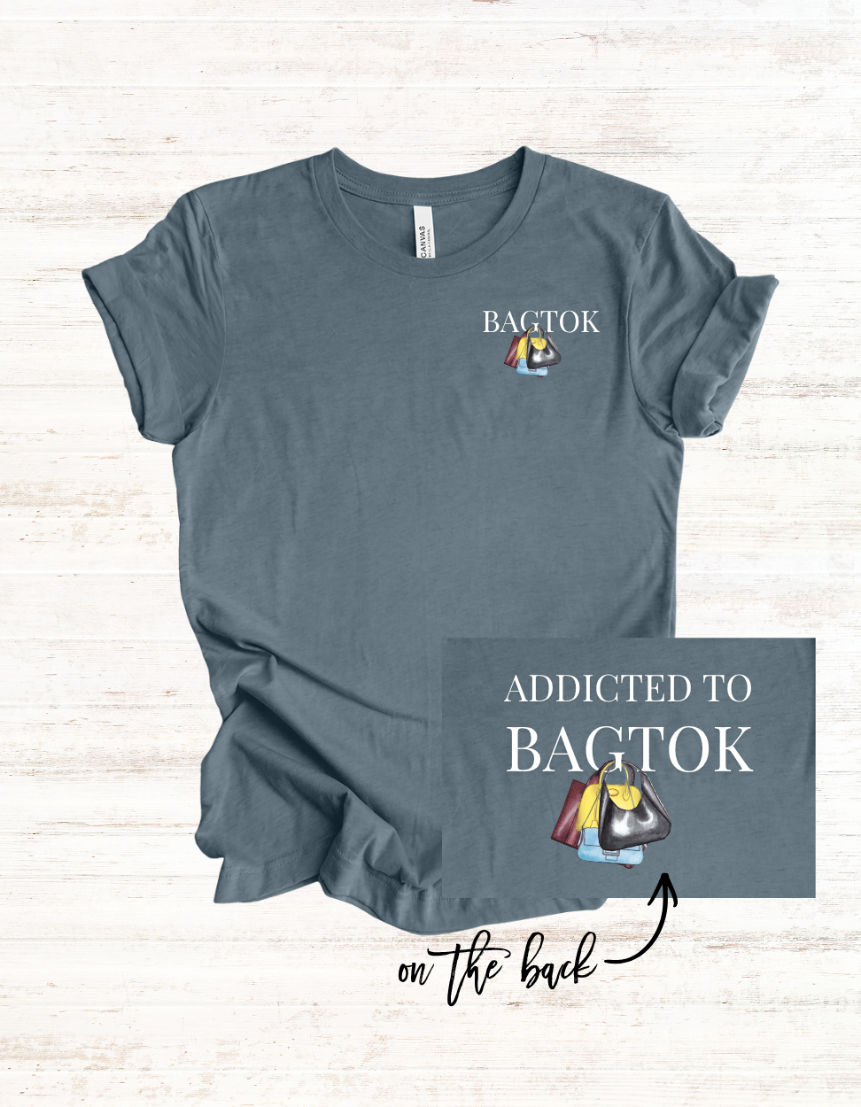 Addicted to Bagtok Bag Collection Tee | Handbag Illustration T-Shirt