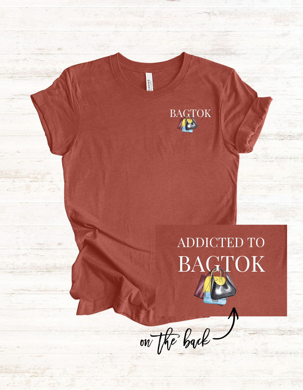 Addicted to Bagtok Bag Collection Tee | Handbag Illustration T-Shirt
