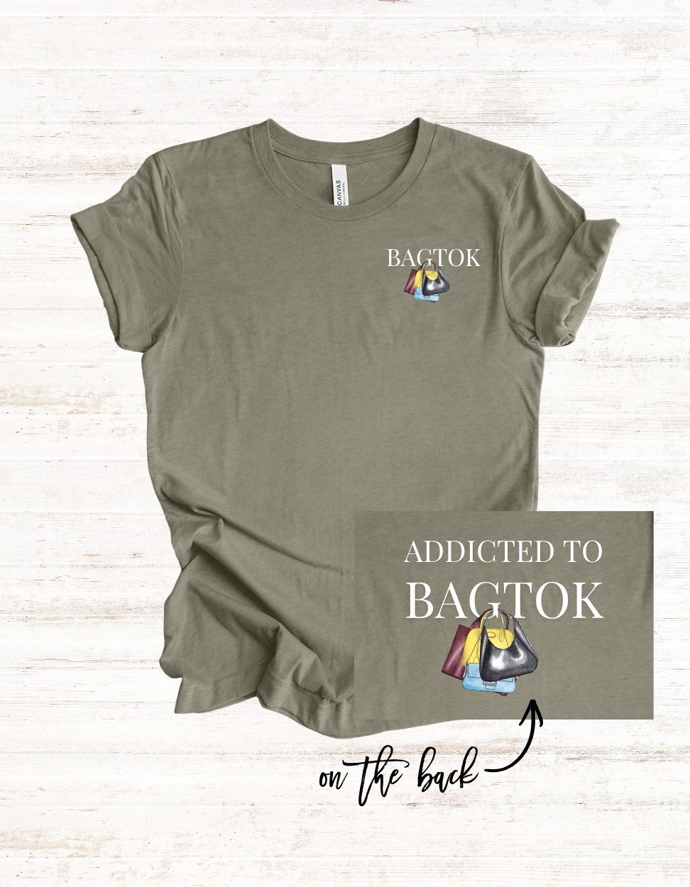 Addicted to Bagtok Bag Collection Tee | Handbag Illustration T-Shirt