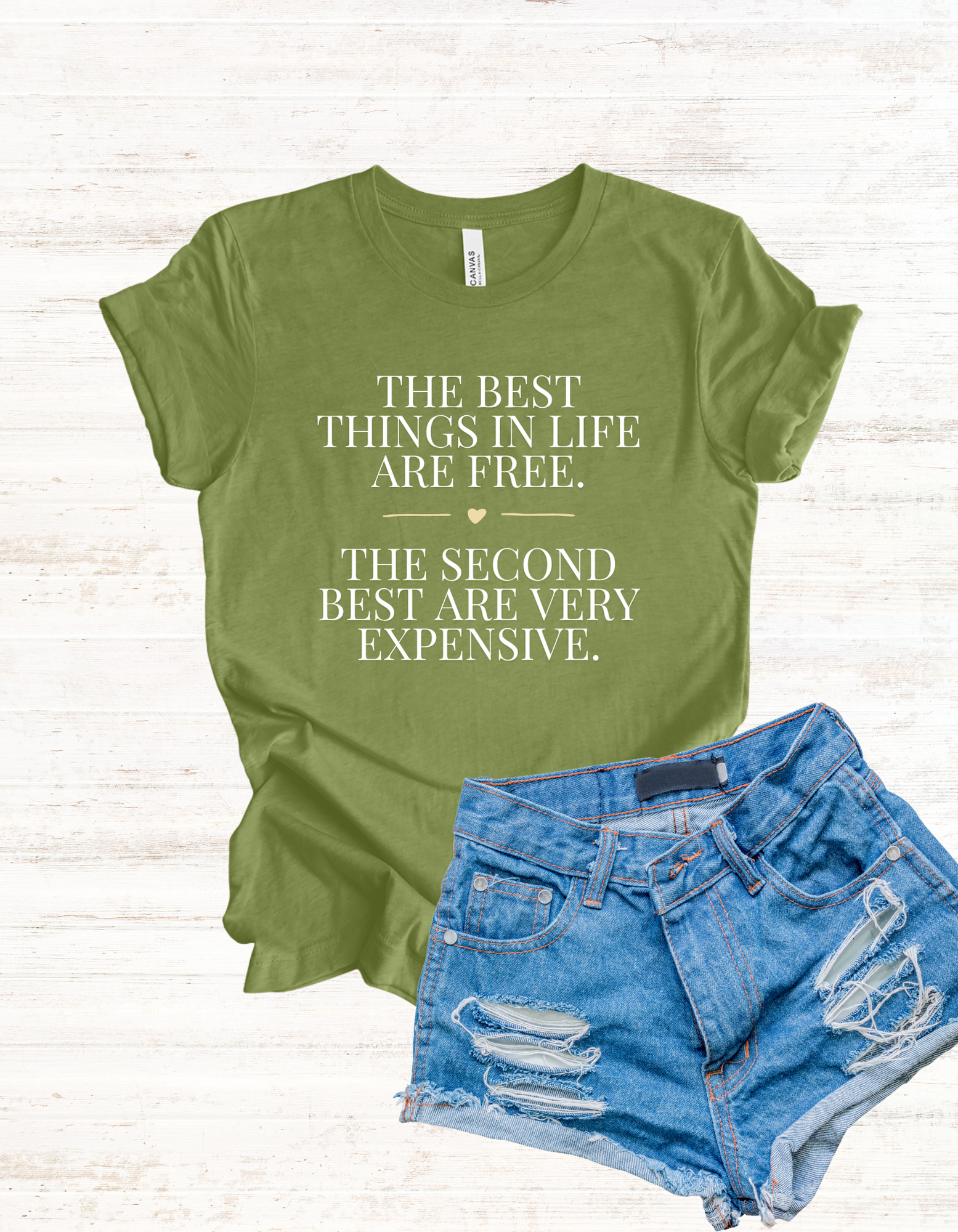 The Best Things In Life Are Free Quote Tee | Funny Typography Shirt