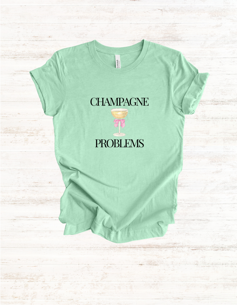 Champagne Problems Tee | Champagne glass illustration, script text