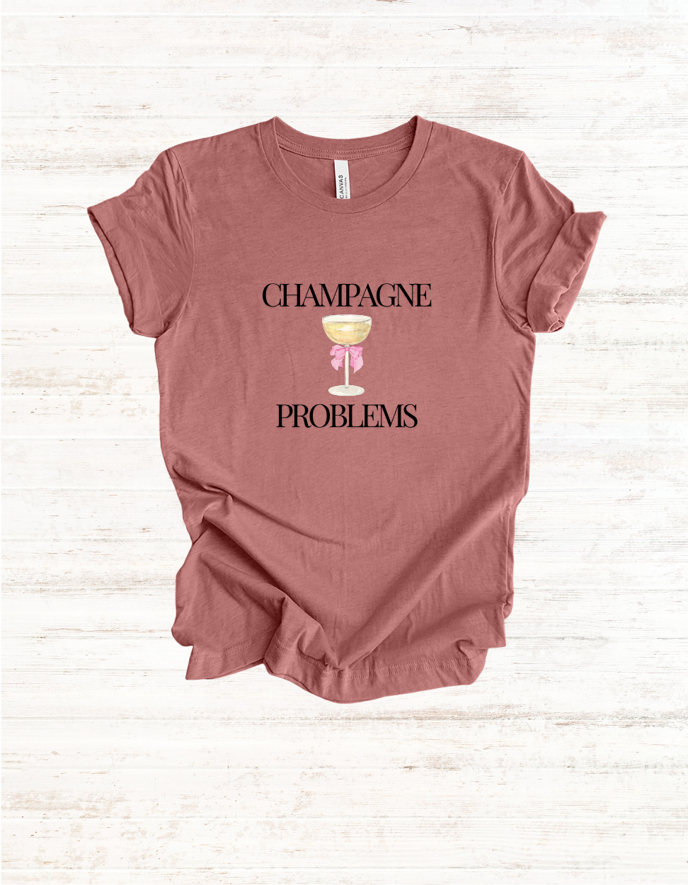 Champagne Problems Tee | Champagne glass illustration, script text