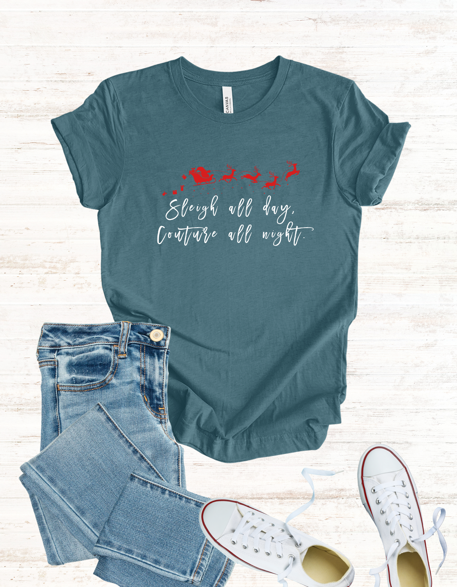 Sleigh All Day, Couture All Night Shirt, Luxury Lover Holiday Graphic Tee, Festive Seasonal Tee, Unisex Christmas Tshirt, Holiday Fashion