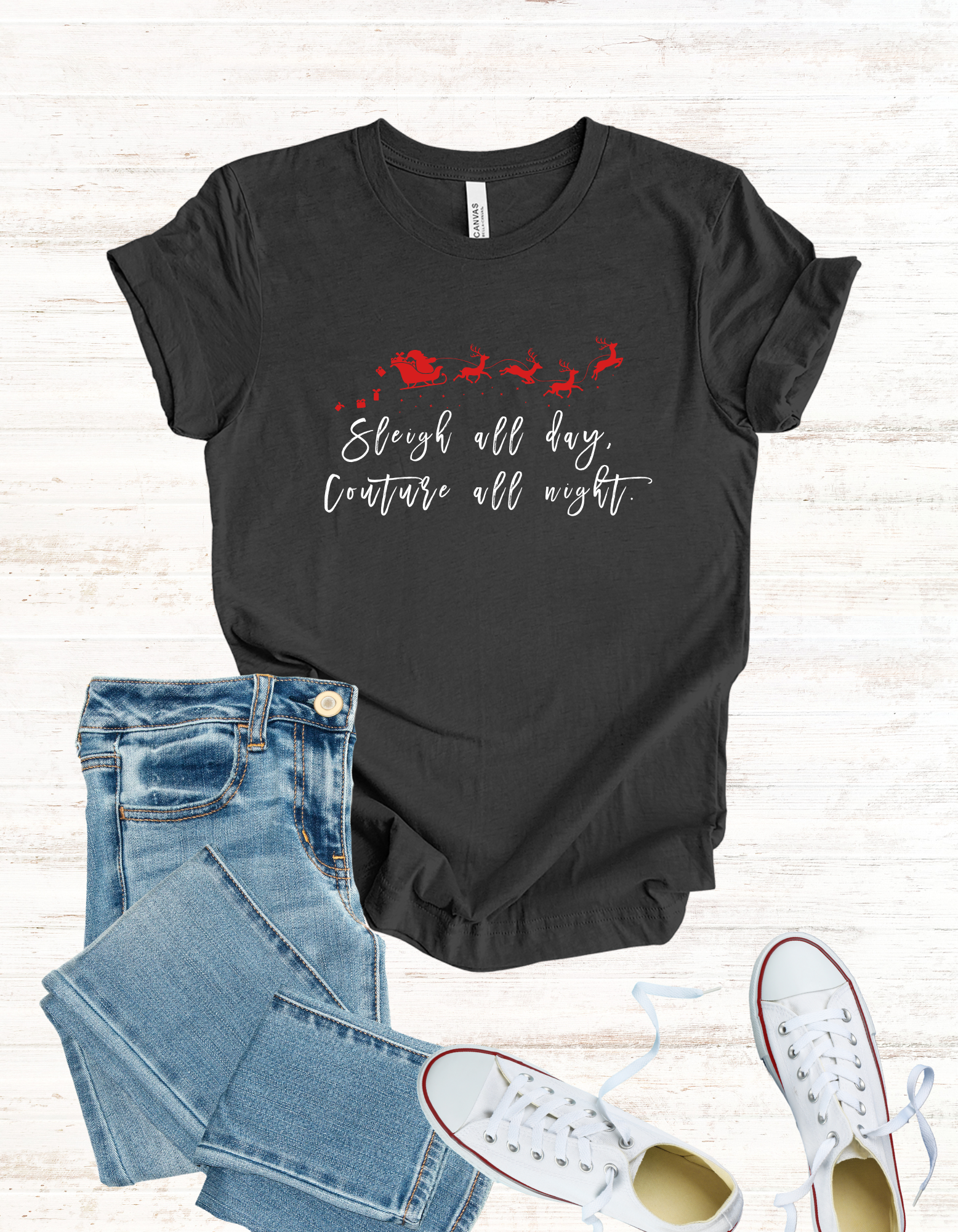 Sleigh All Day, Couture All Night Shirt, Luxury Lover Holiday Graphic Tee, Festive Seasonal Tee, Unisex Christmas Tshirt, Holiday Fashion