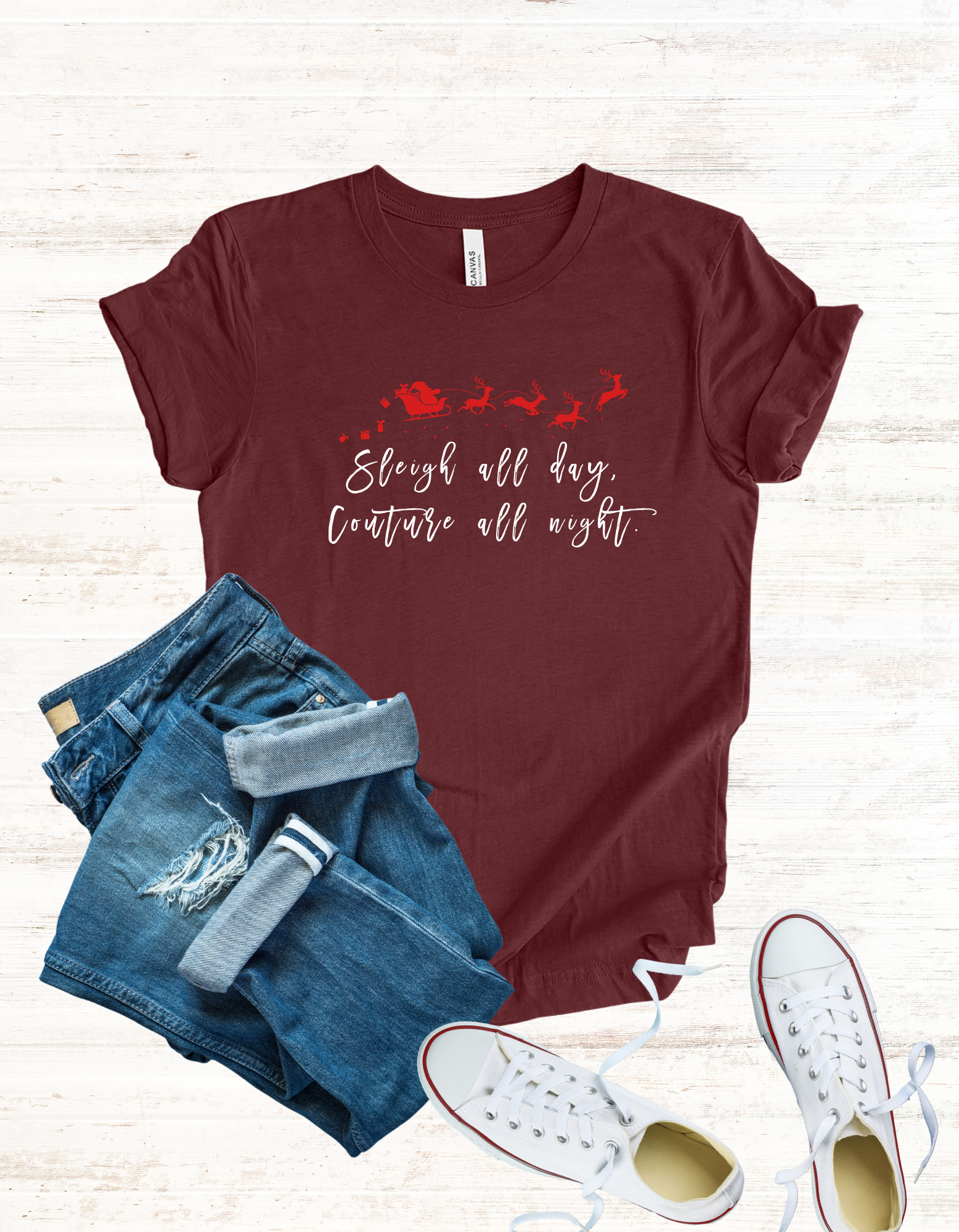 Sleigh All Day, Couture All Night Shirt, Luxury Lover Holiday Graphic Tee, Festive Seasonal Tee, Unisex Christmas Tshirt, Holiday Fashion