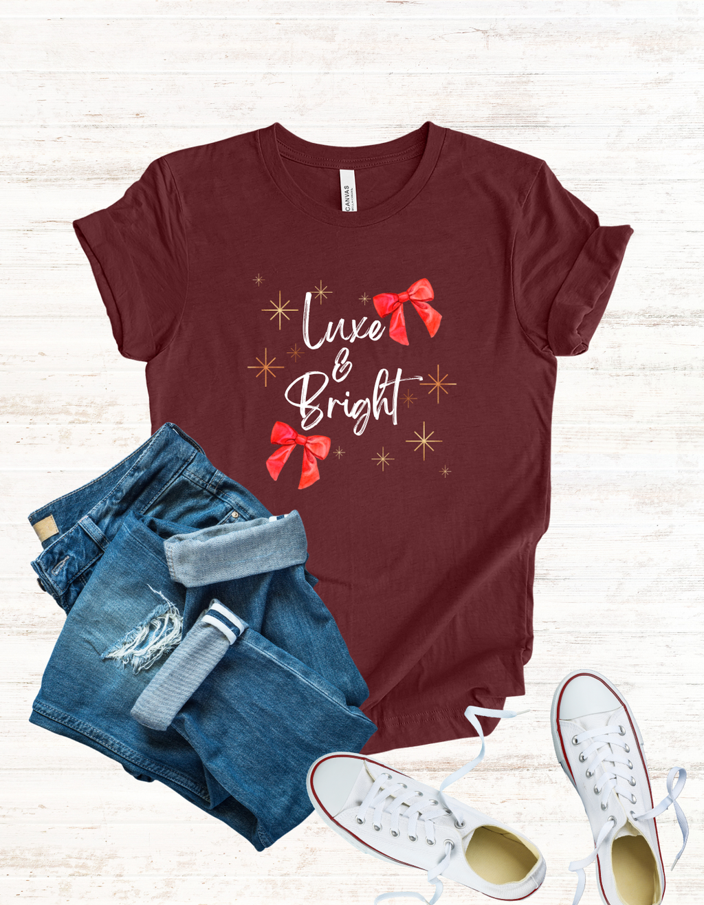 Luxe & Bright, Luxury Holiday Graphic Tee, Bright Unisex Jersey Short Sleeve T-Shirt, Luxe Seasonal Shirt, Festive Graphic Top, Holiday Tee Shirt for