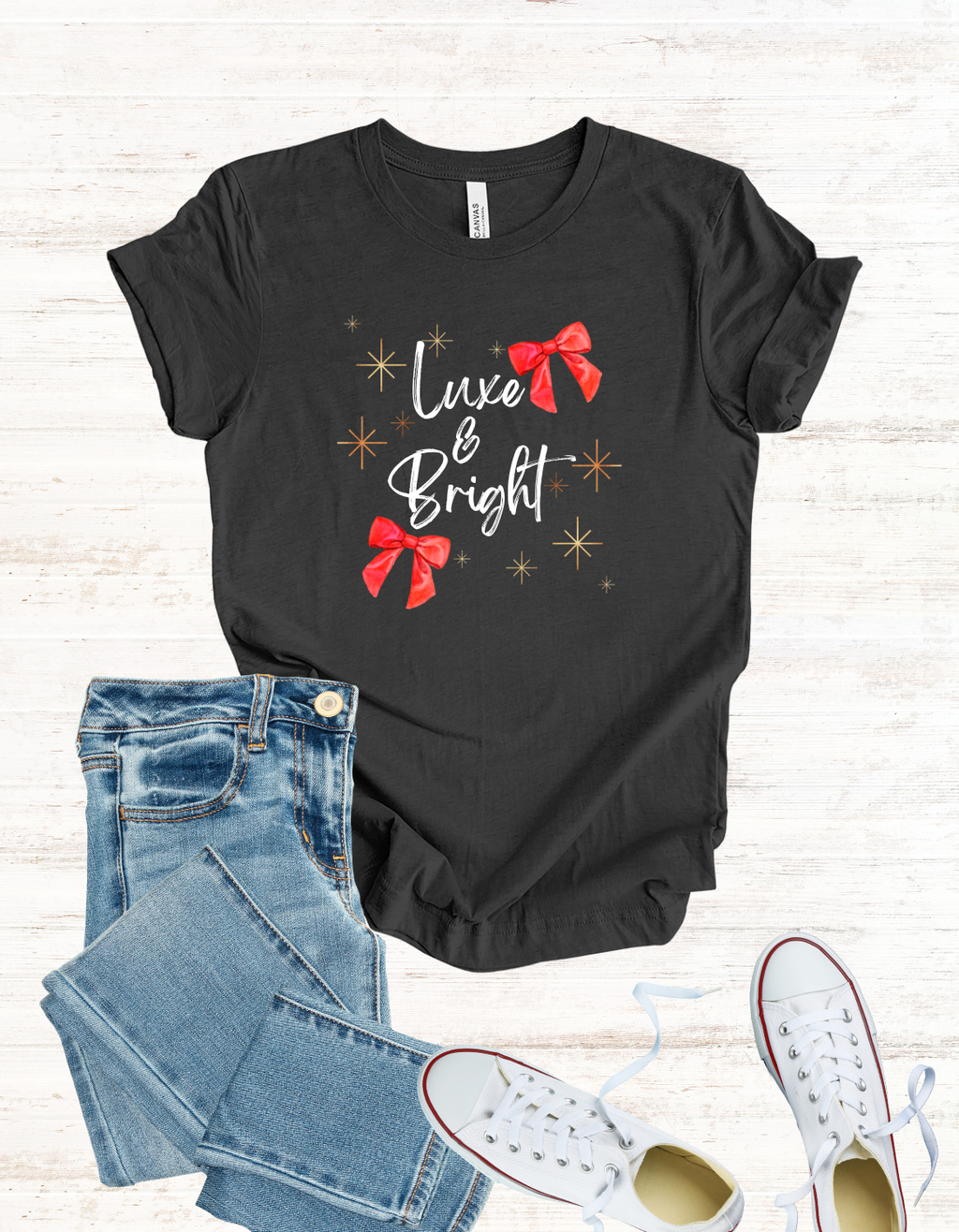 Luxe & Bright, Luxury Holiday Graphic Tee, Bright Unisex Jersey Short Sleeve T-Shirt, Luxe Seasonal Shirt, Festive Graphic Top, Holiday Tee Shirt for