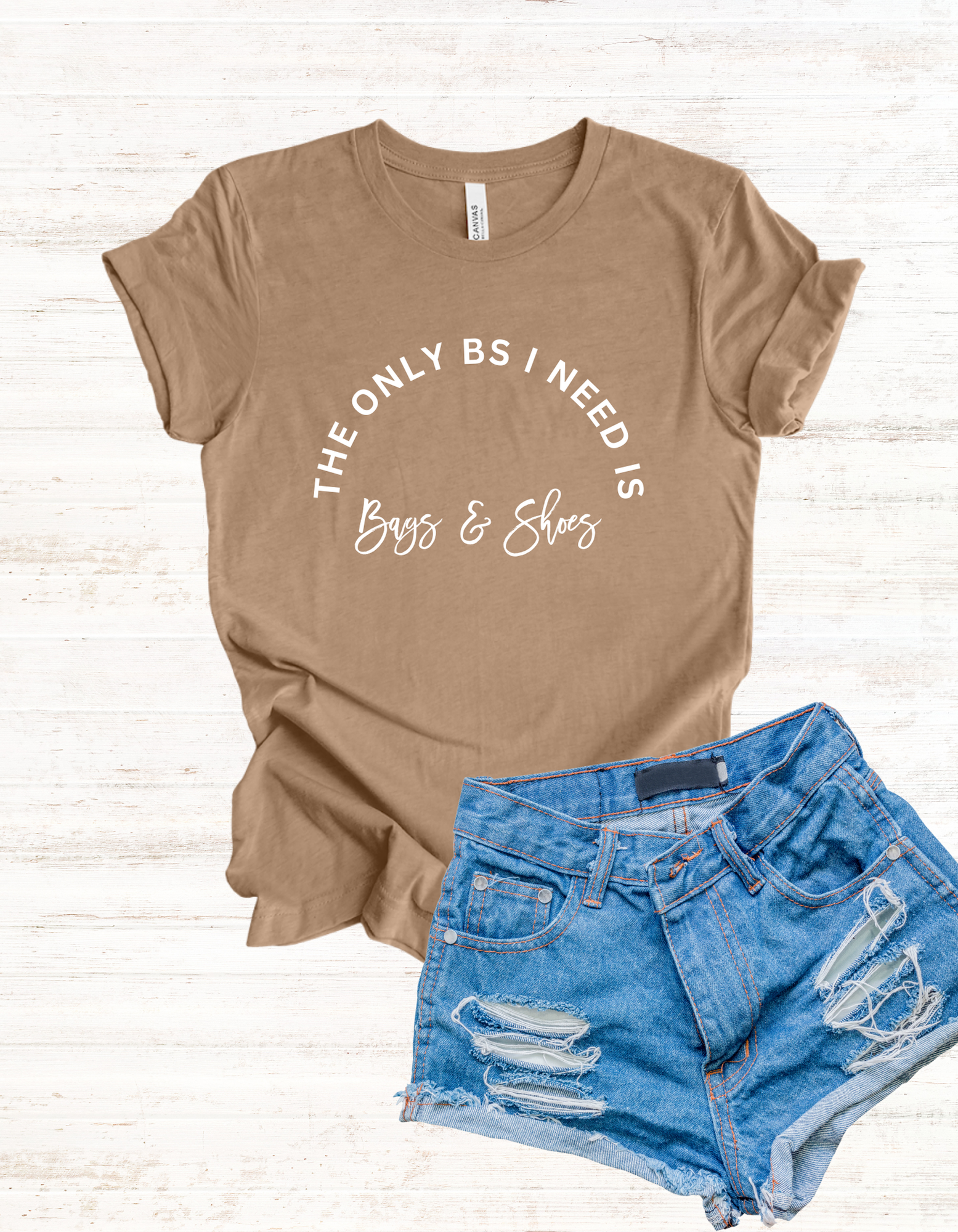 'The only BS I need is Bags and Shoes' Luxury Lover Graphic Tshirt, Chic Fashion Tee, Shopper Gift, Funny Shirt, Designer Apparel, Unisex Jersey Short Sleeve Tee