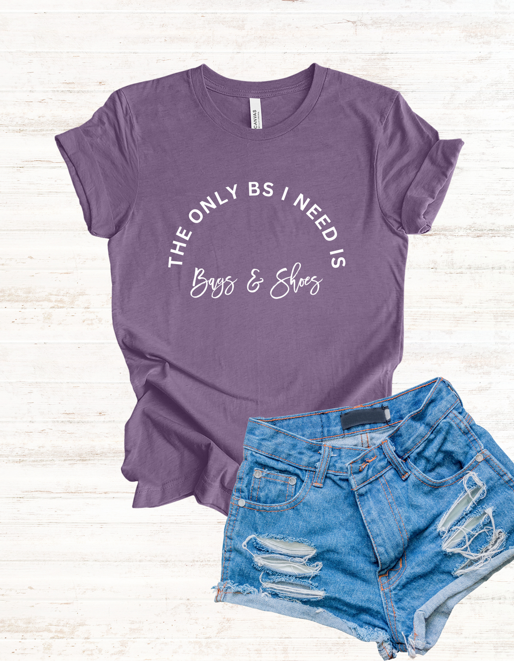 'The only BS I need is Bags and Shoes' Luxury Lover Graphic Tshirt, Chic Fashion Tee, Shopper Gift, Funny Shirt, Designer Apparel, Unisex Jersey Short Sleeve Tee