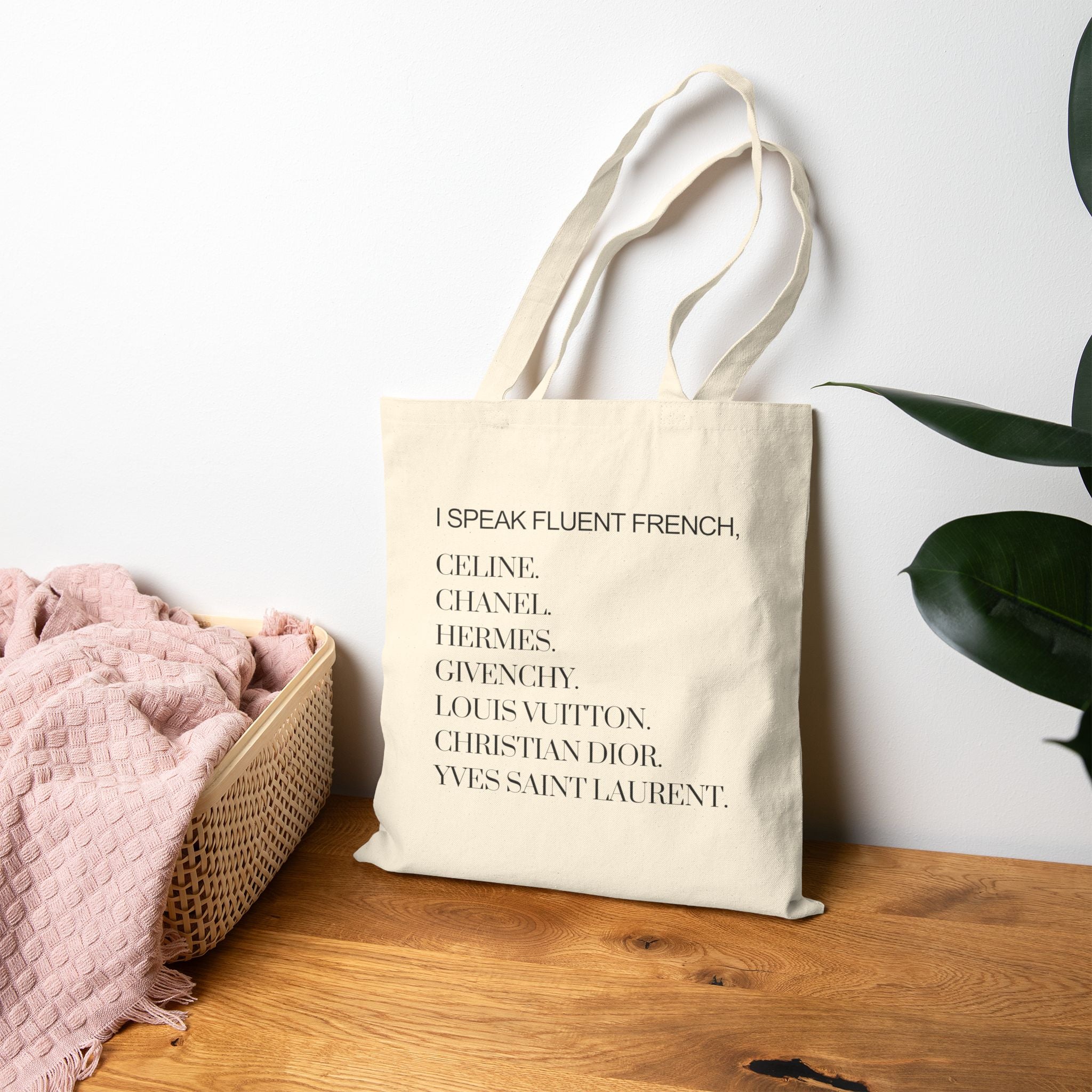 I Speak Fluent French Cotton Canvas Tote Bag | Farmers Market Bag | Tote Bag | Shopping Tote