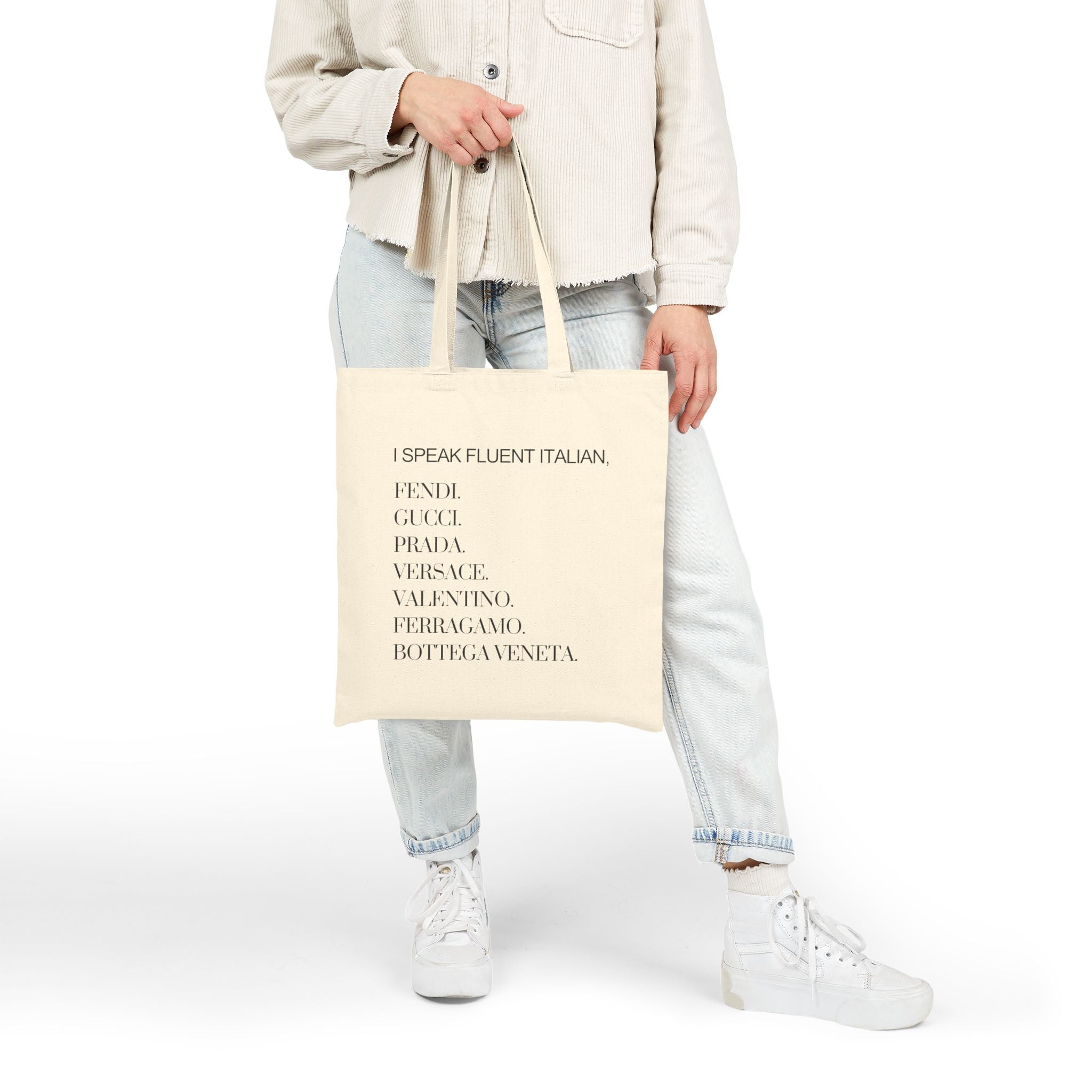 I Speak Fluent Italian Cotton Canvas Tote Bag | Farmers Market Bag | Tote Bag | Shopping Tote
