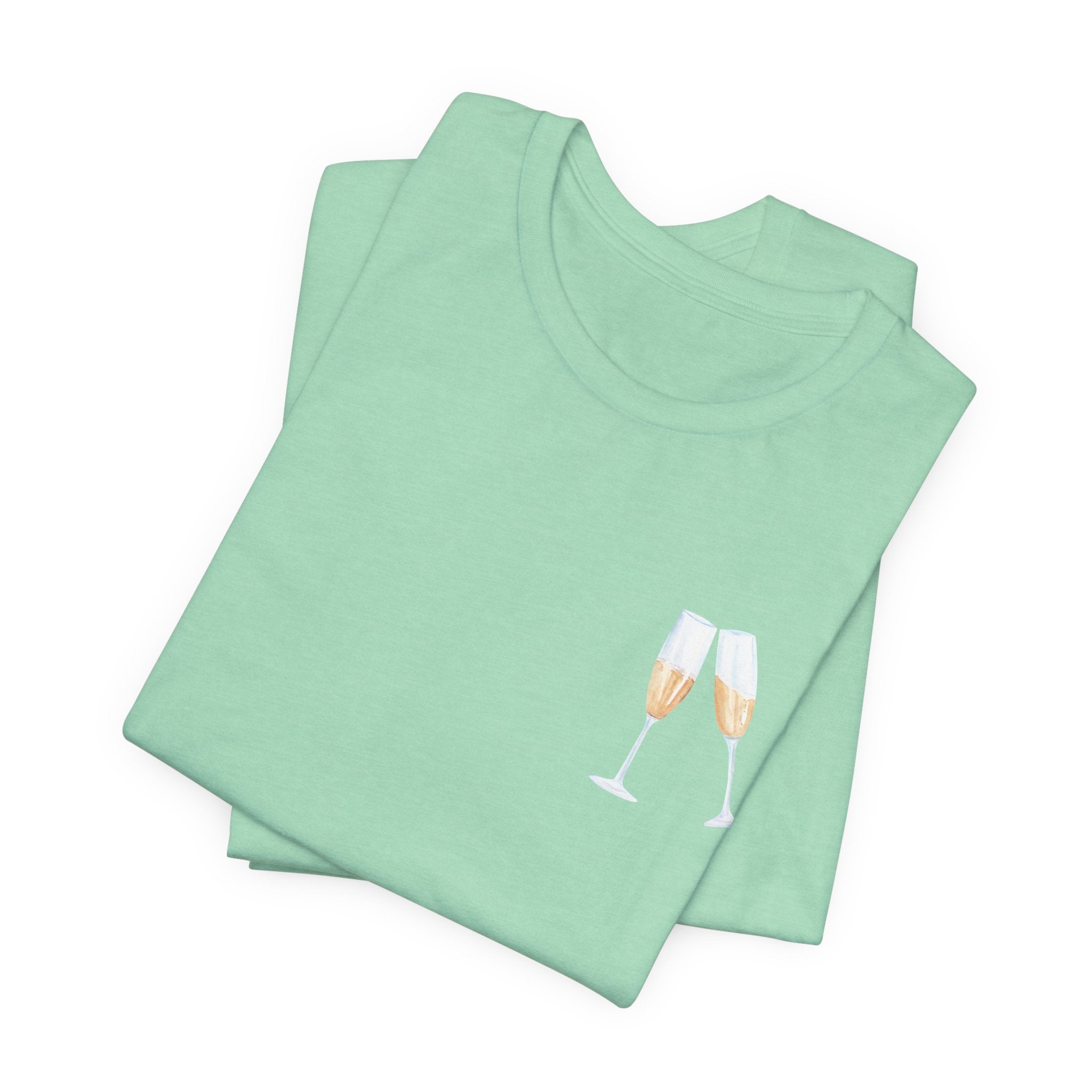 Champagne Problems tee | Champagne glass chest logo, text back