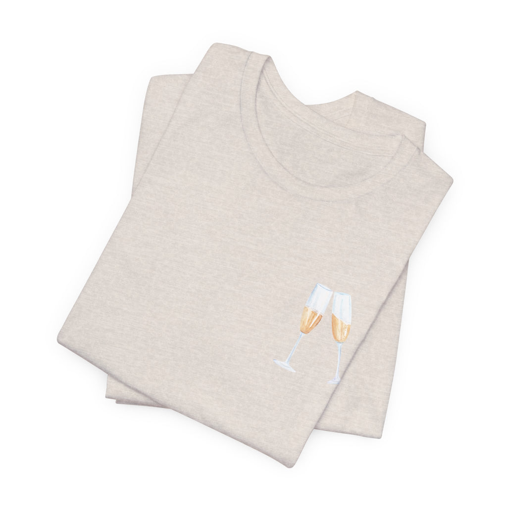 Champagne Problems tee | Champagne glass chest logo, text back