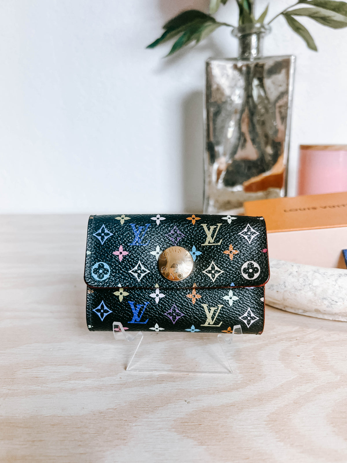 Pre-Owned Louis Vuitton Black Multicolor Murakami Business Card Holder *Final Sale*