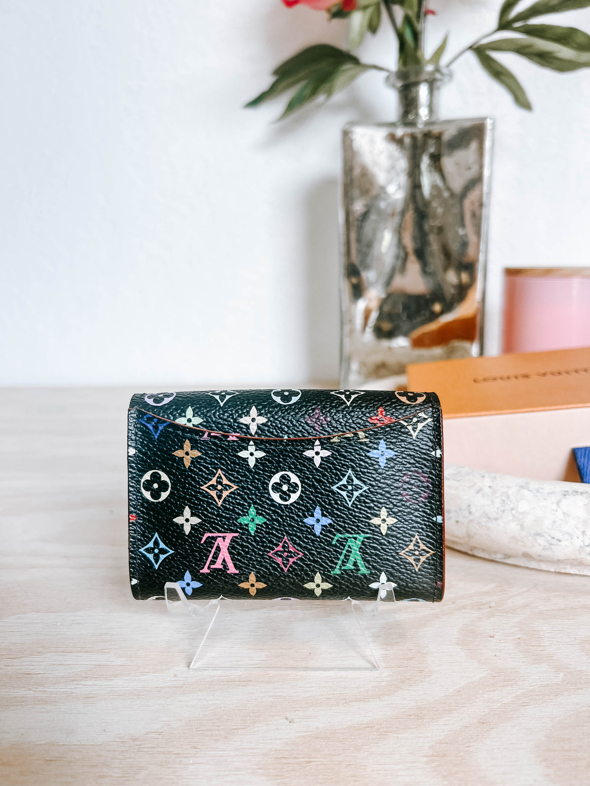Pre-Owned Louis Vuitton Black Multicolor Murakami Business Card Holder *Final Sale*