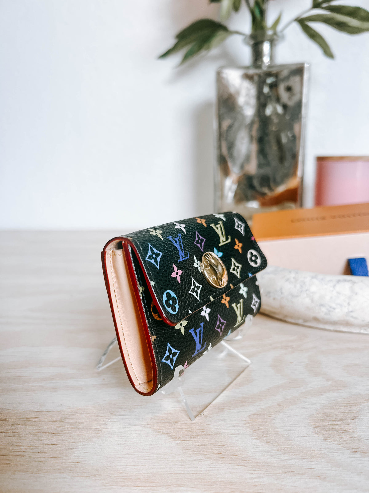 Pre-Owned Louis Vuitton Black Multicolor Murakami Business Card Holder *Final Sale*