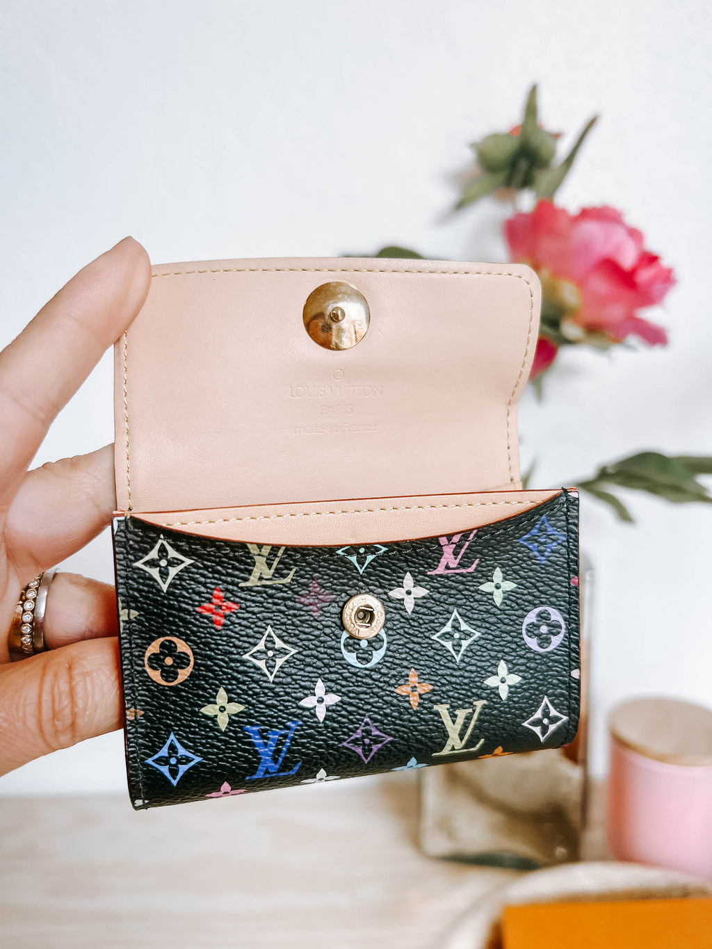 Pre-Owned Louis Vuitton Black Multicolor Murakami Business Card Holder *Final Sale*