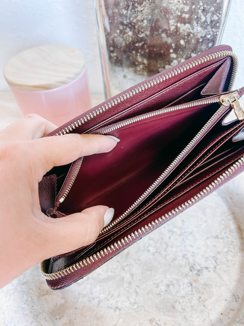 Louis Vuitton Damier Ebene Paillettes Zippy Wallet