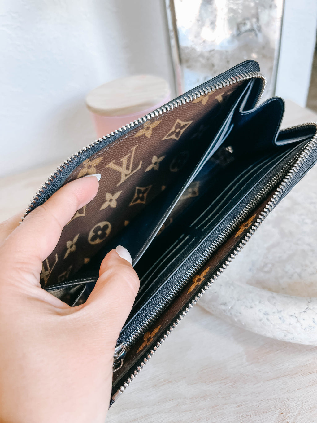 Louis Vuitton Monogram Macassar Zippy Dragonne Wallet