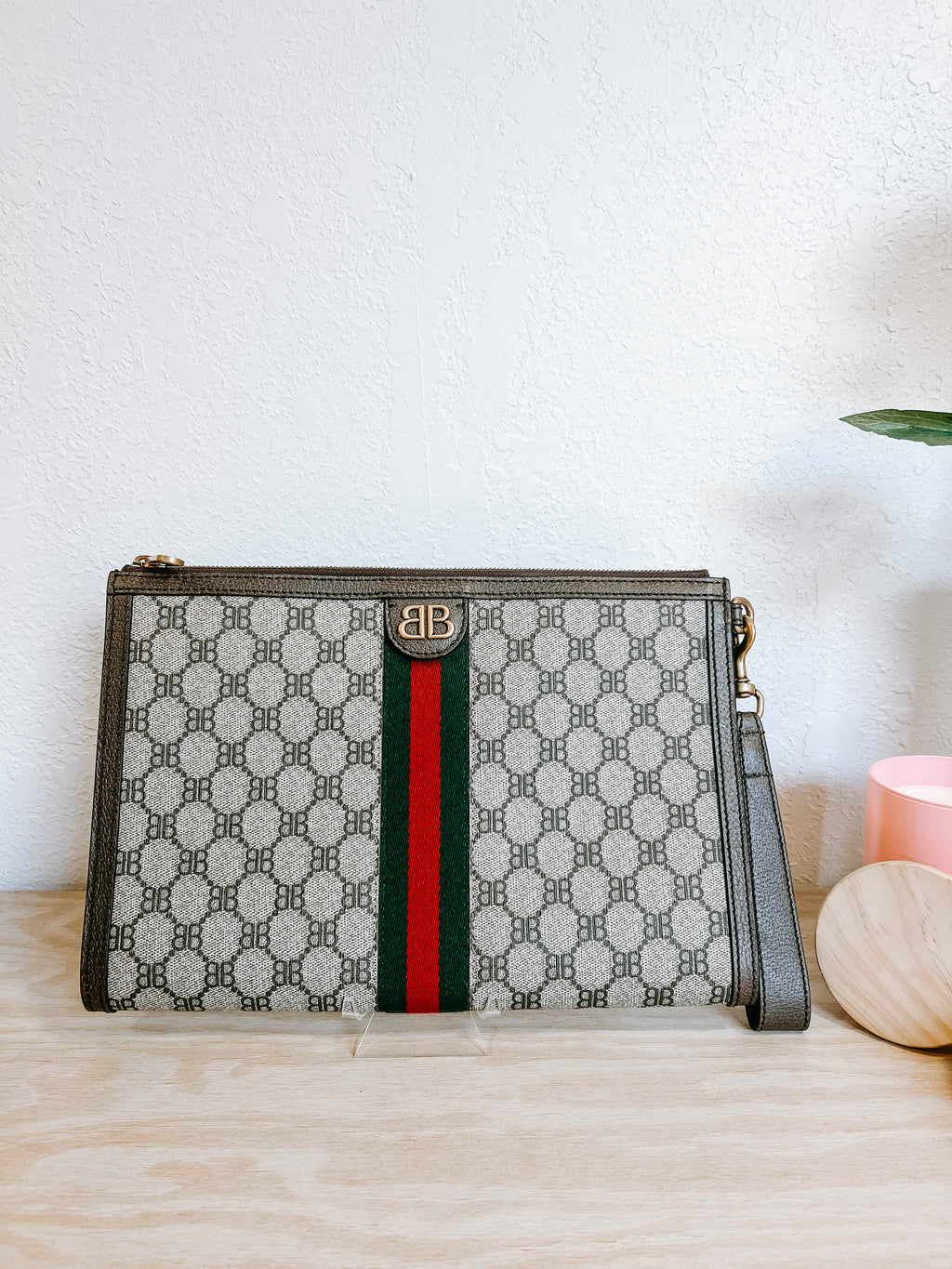 Gucci x Balenciaga Hacker Project BB Supreme Ophidia Web Clutch