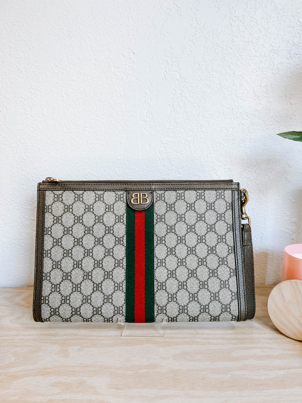 Gucci x Balenciaga Hacker Project BB Supreme Ophidia Web Clutch