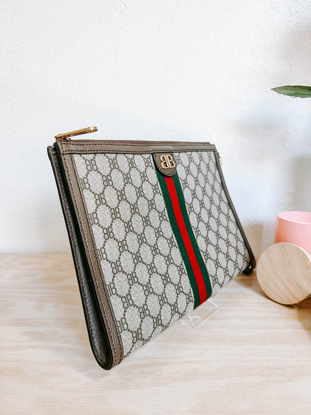 Gucci x Balenciaga Hacker Project BB Supreme Ophidia Web Clutch