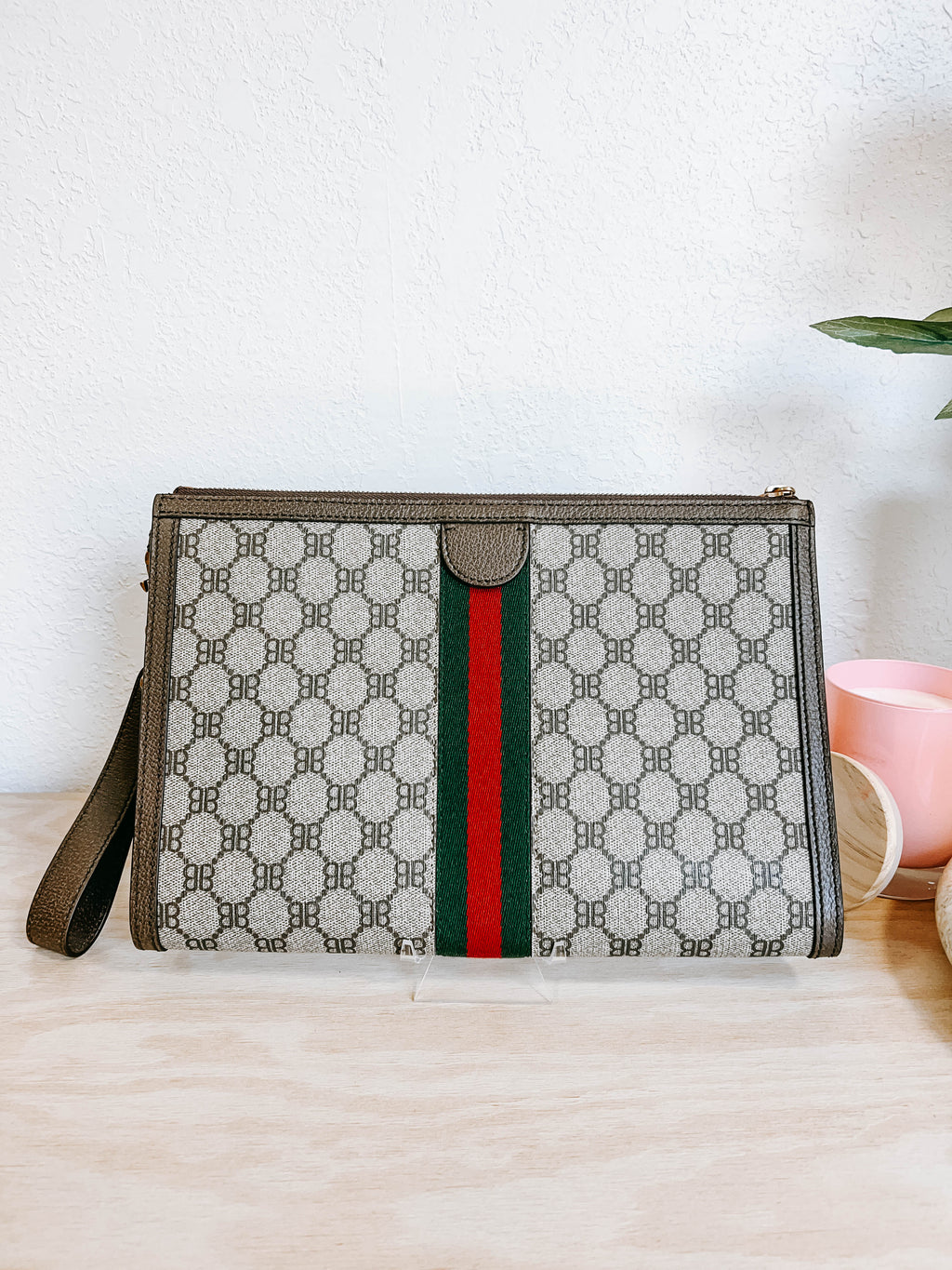 Gucci x Balenciaga Hacker Project BB Supreme Ophidia Web Clutch