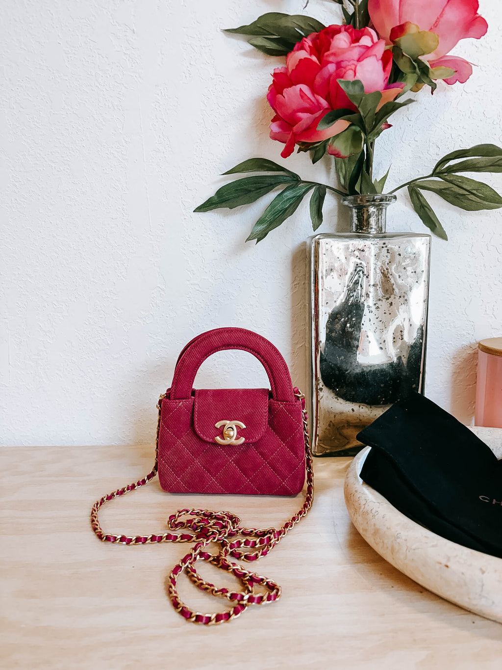 Pre-Owned Chanel Mini Nano Pink Denim Shopper Crossbody Bag *Final Sale*