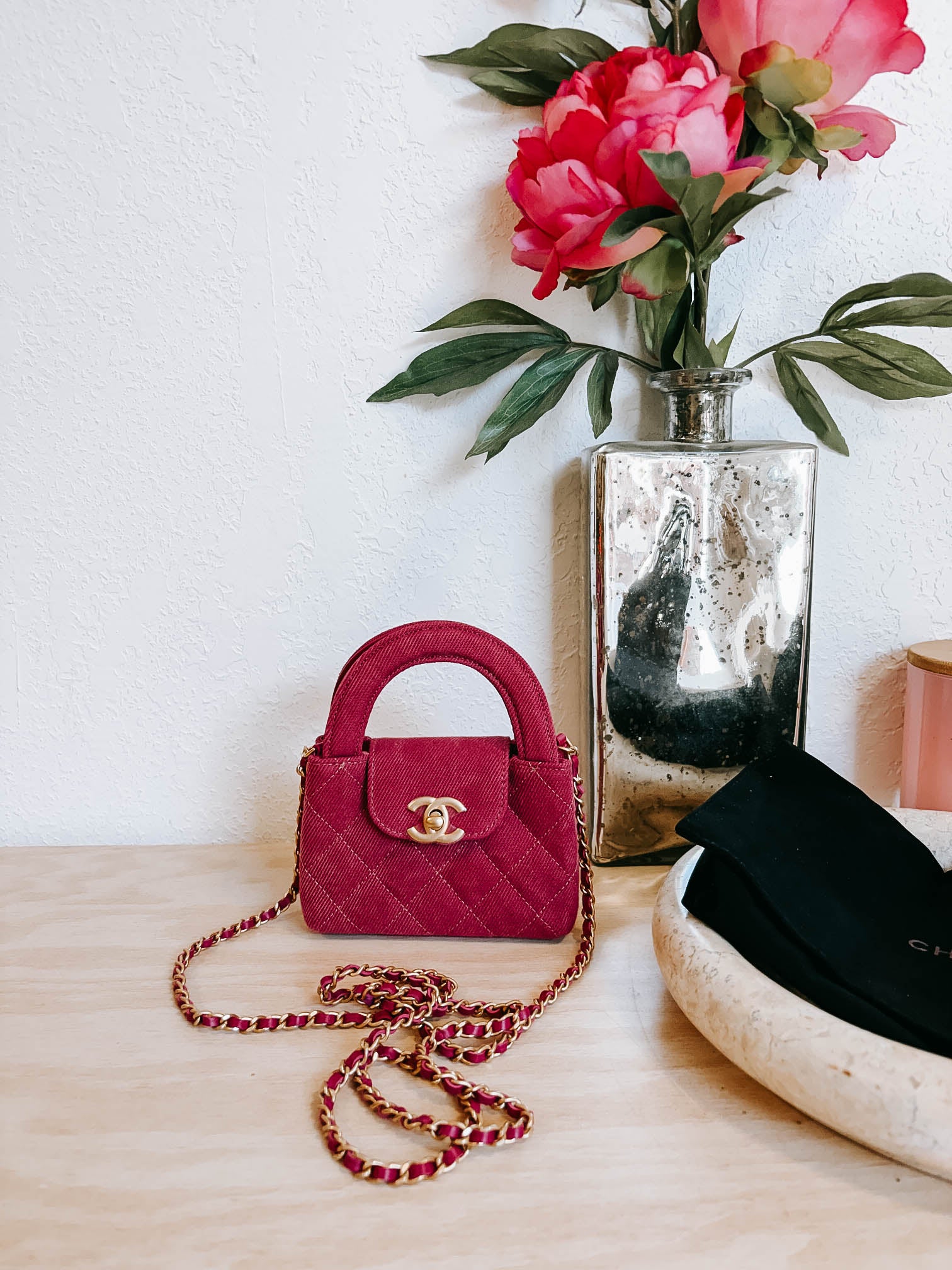 Pre-Owned Chanel Mini Nano Pink Denim Shopper Crossbody Bag *Final Sale*
