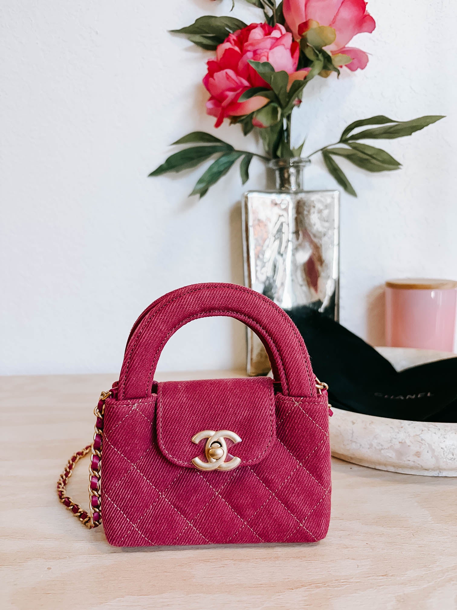 Pre-Owned Chanel Mini Nano Pink Denim Shopper Crossbody Bag *Final Sale*