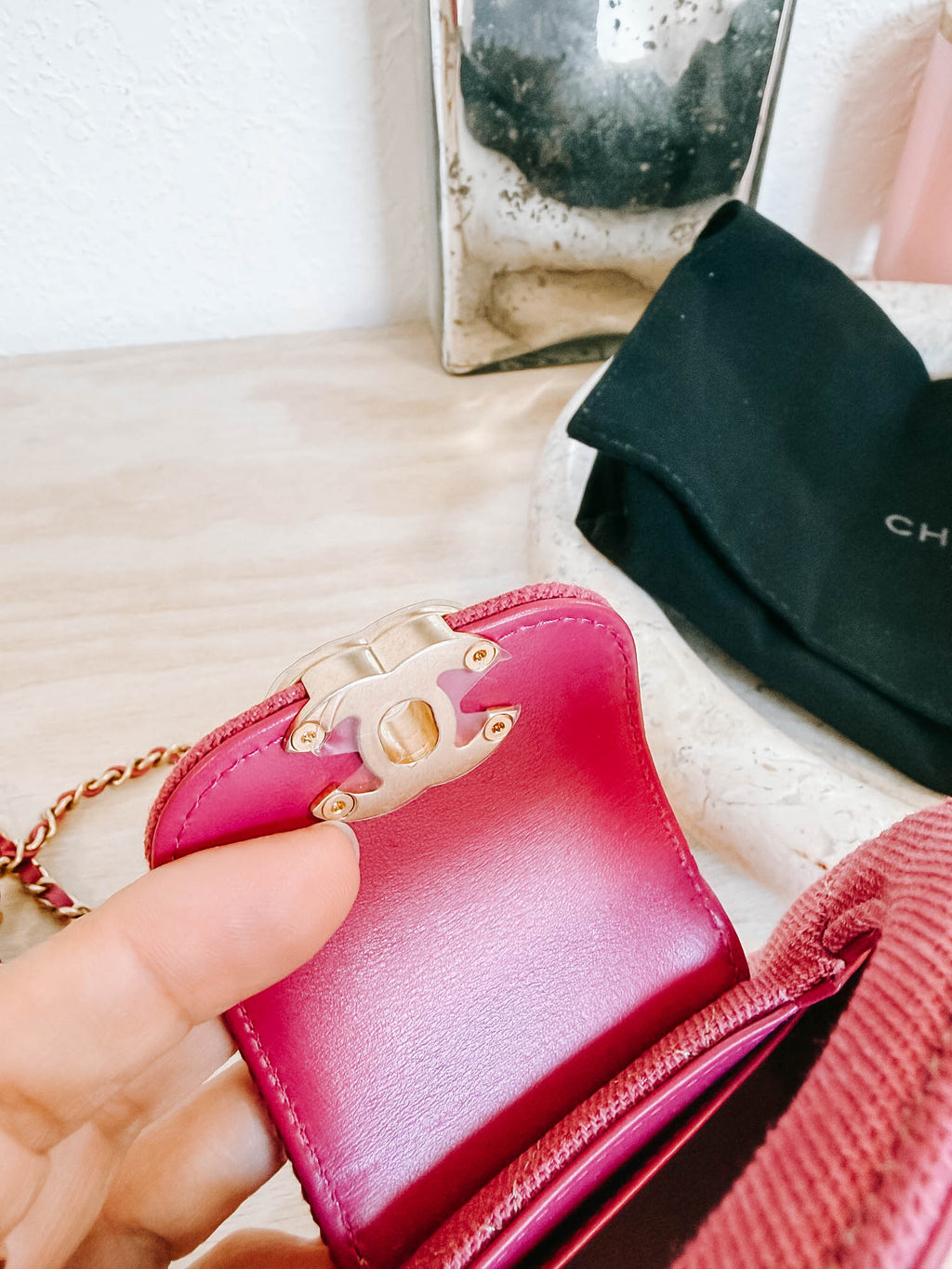 Pre-Owned Chanel Mini Nano Pink Denim Shopper Crossbody Bag *Final Sale*