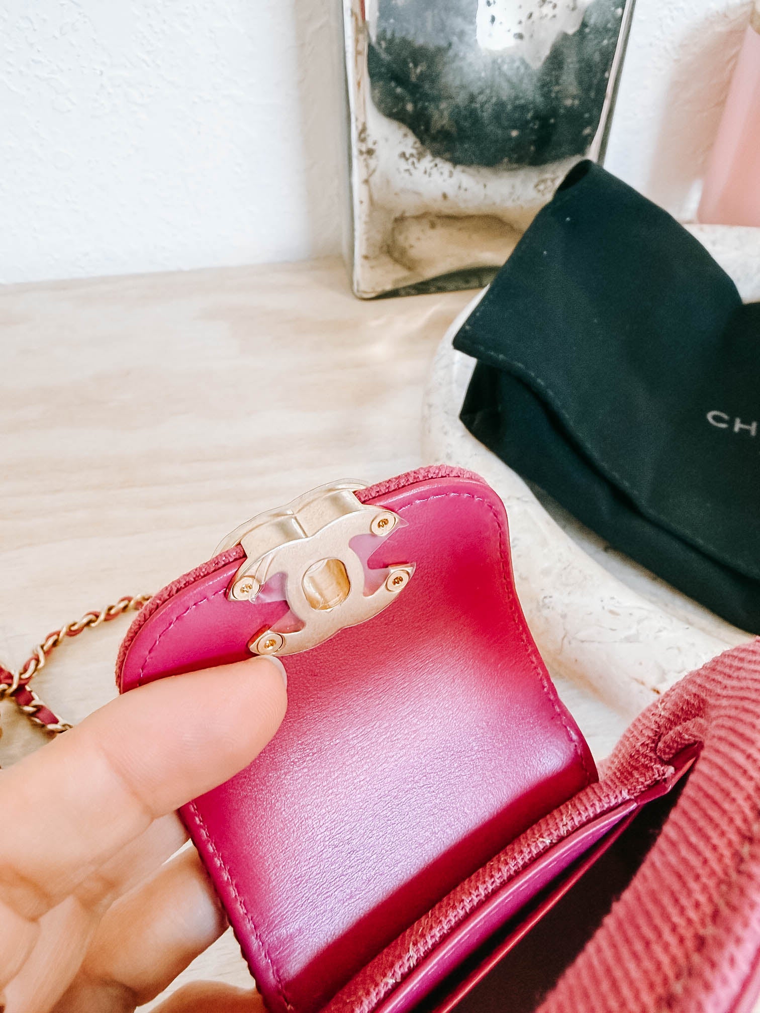 Pre-Owned Chanel Mini Nano Pink Denim Shopper Crossbody Bag *Final Sale*