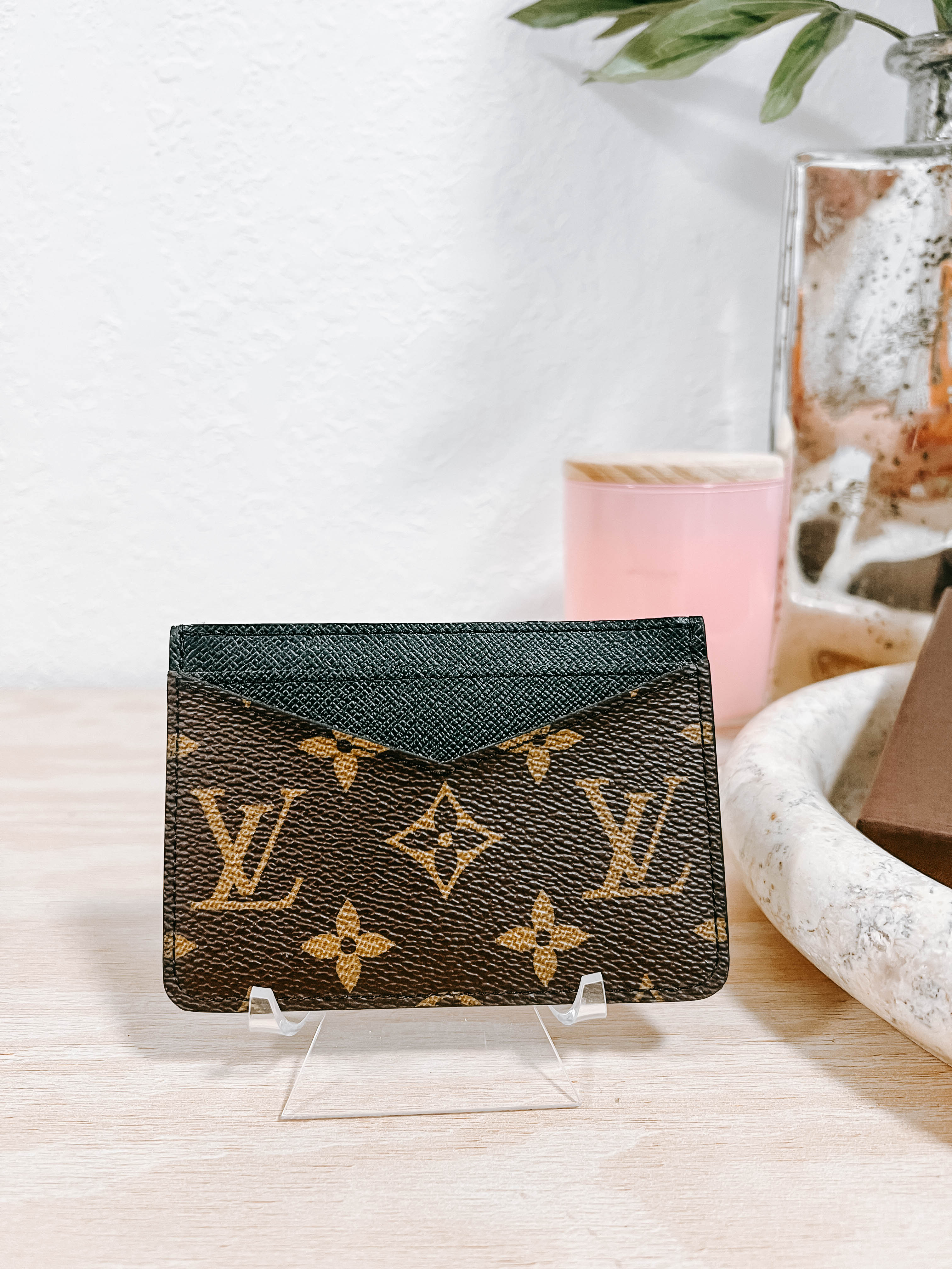 LV Macassar Brown Black Business Card Holder
