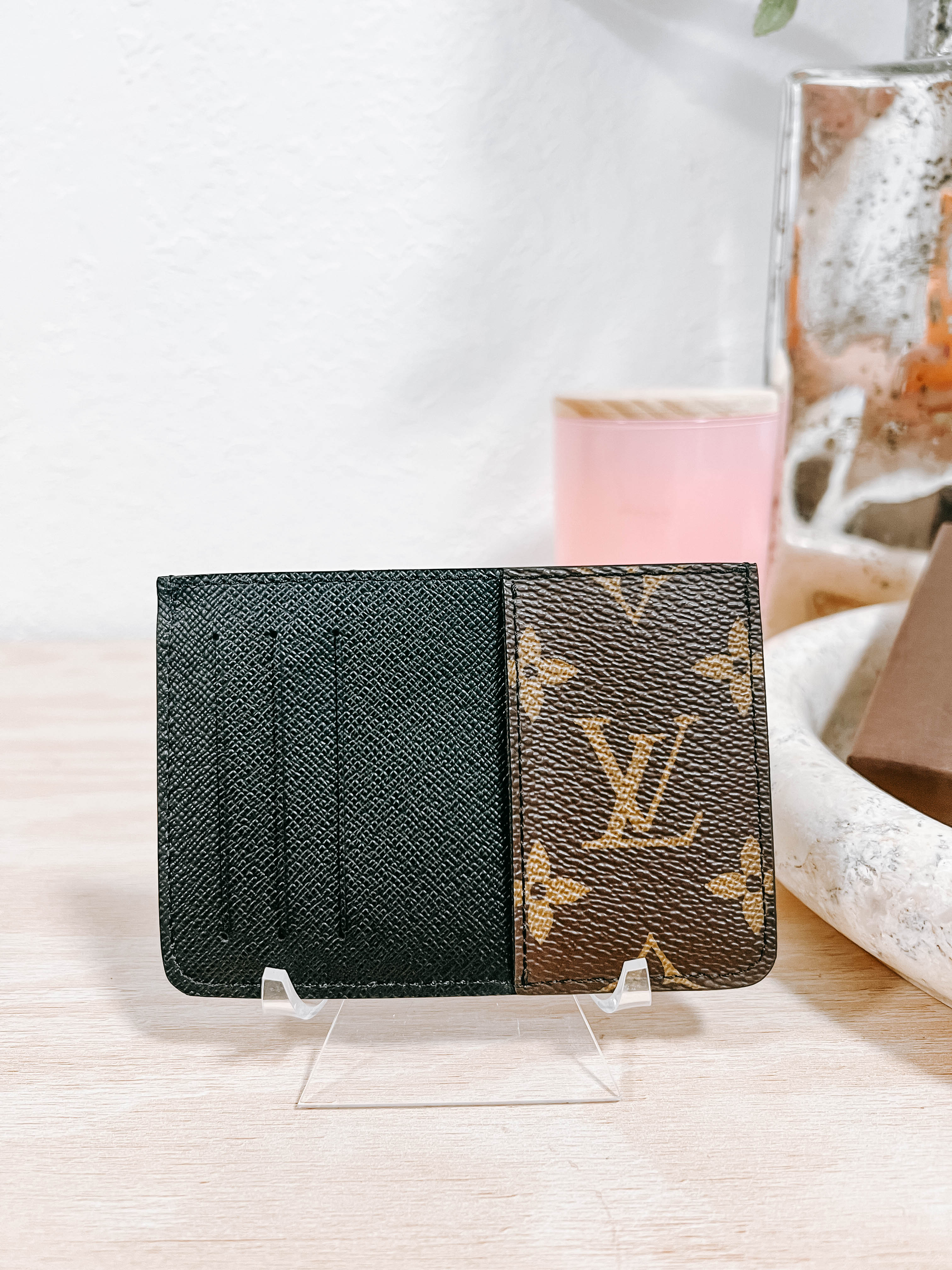 LV Macassar Brown Black Business Card Holder