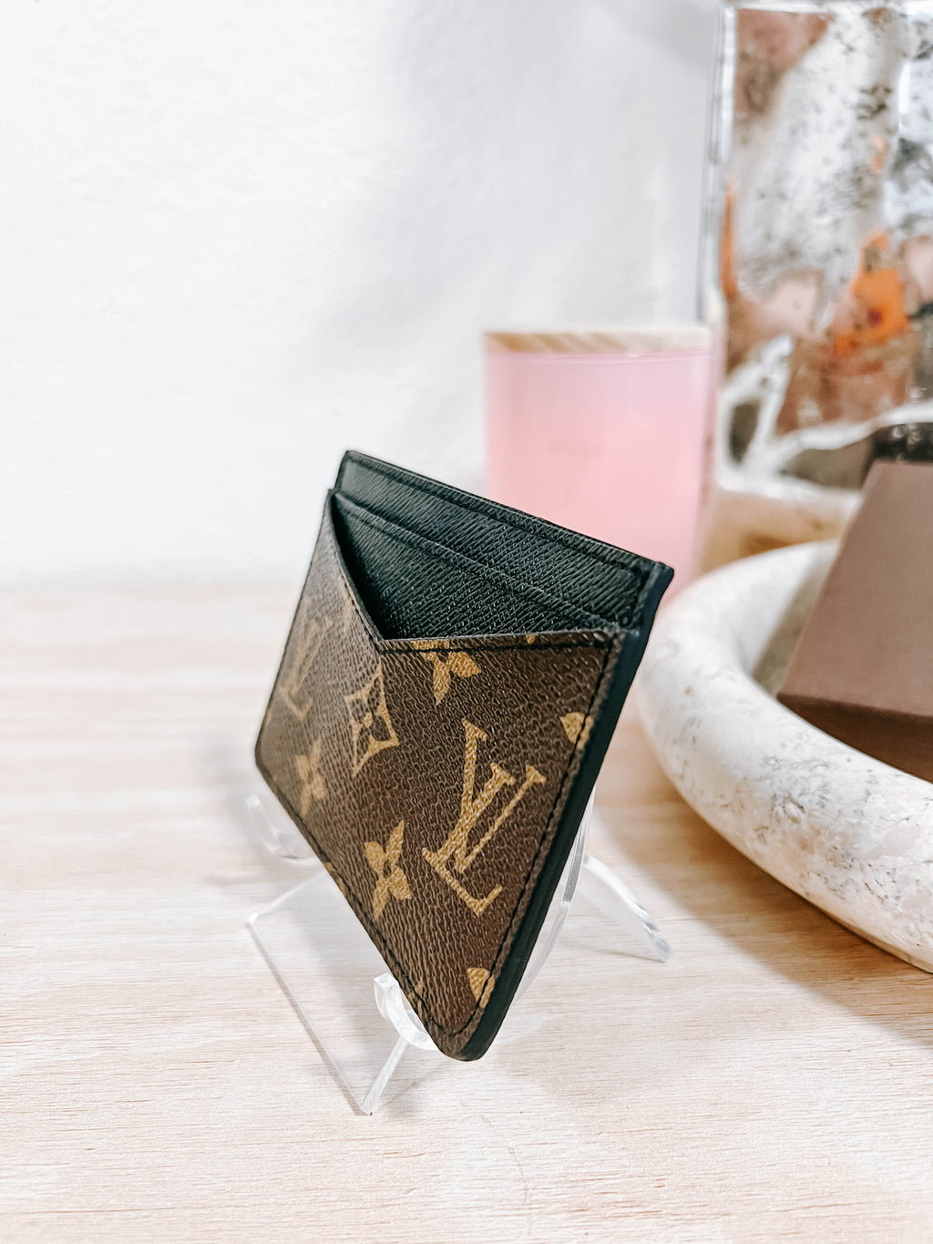 LV Macassar Brown Black Business Card Holder