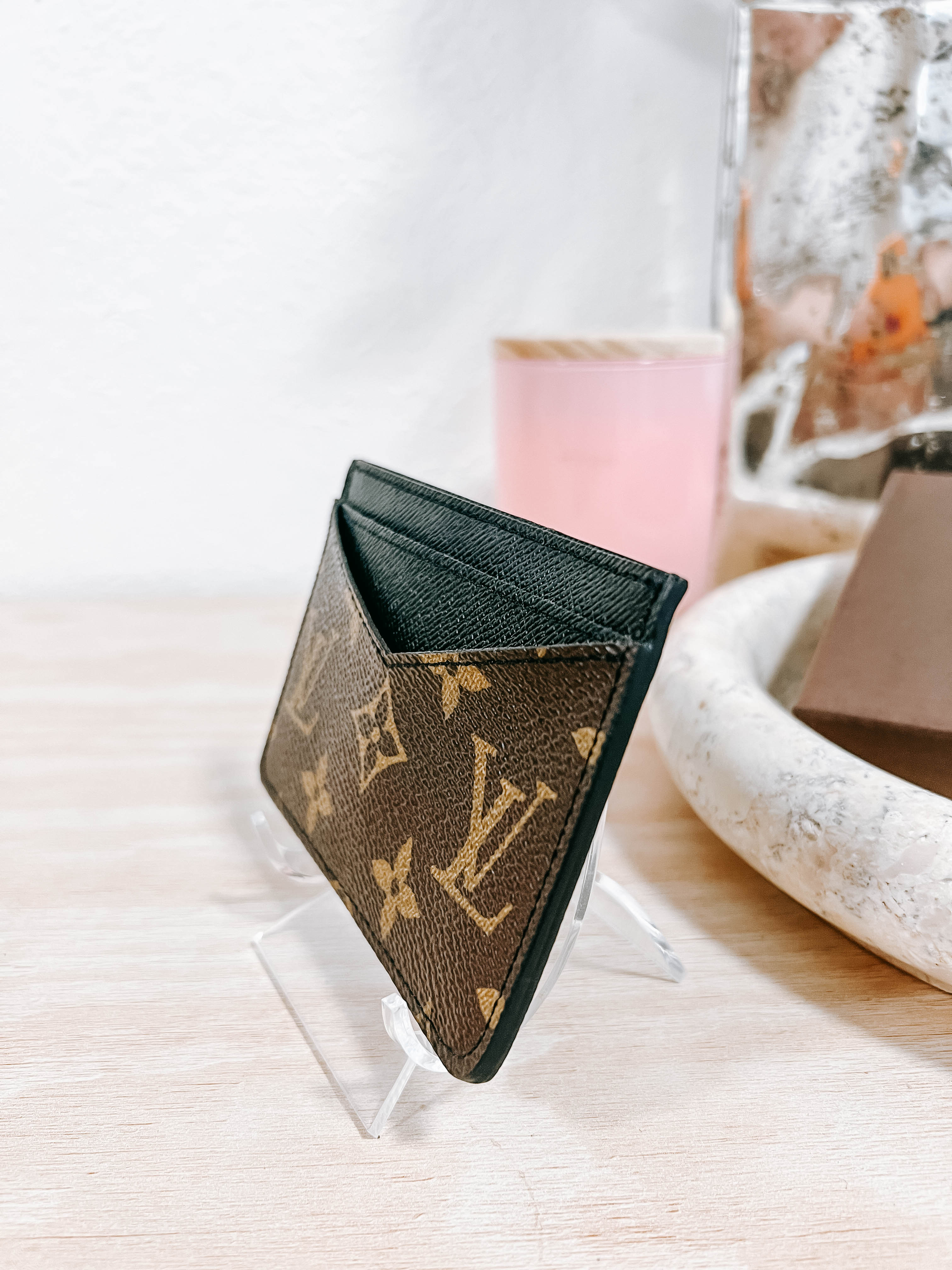 LV Macassar Brown Black Business Card Holder