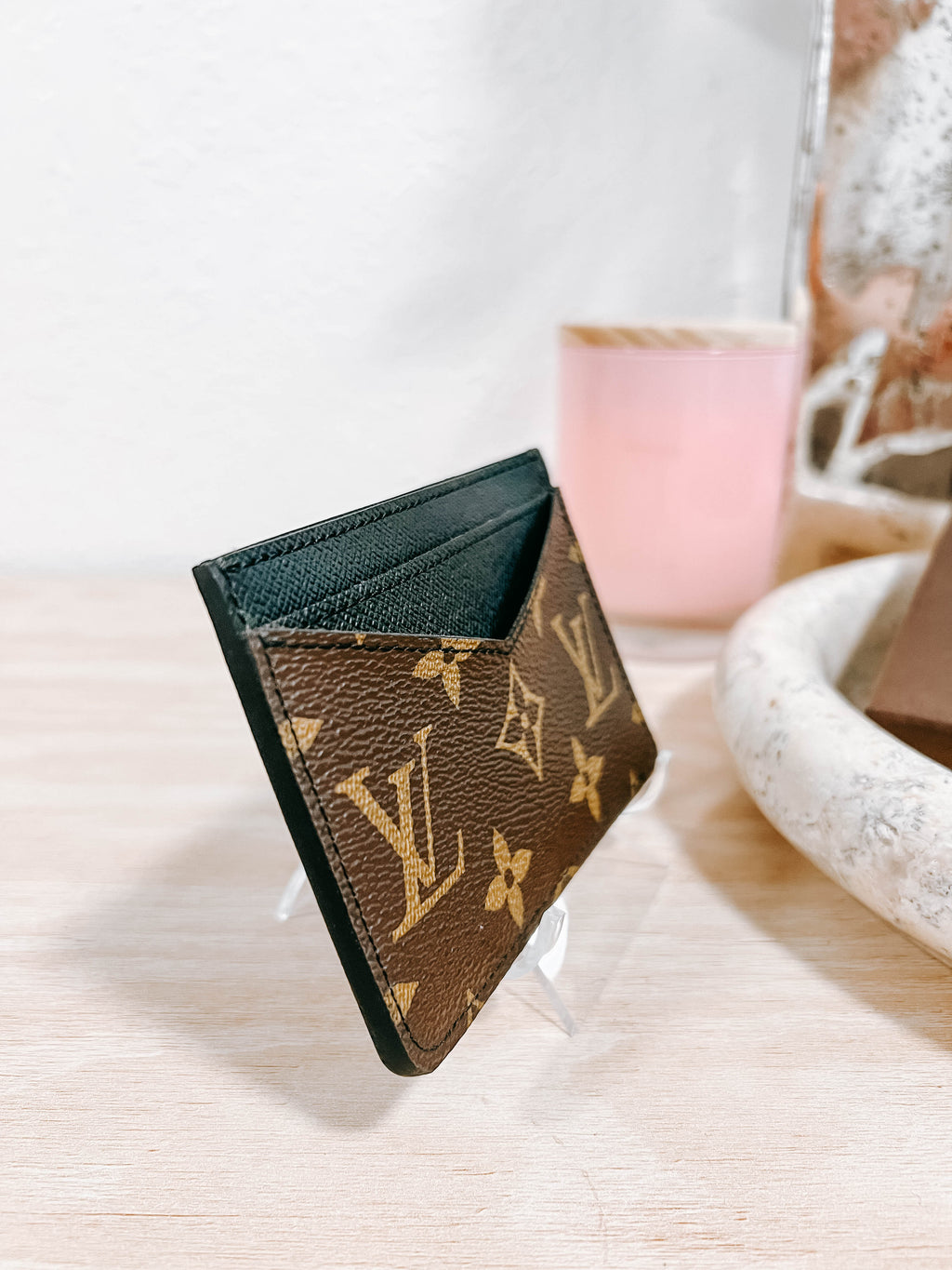 LV Macassar Brown Black Business Card Holder