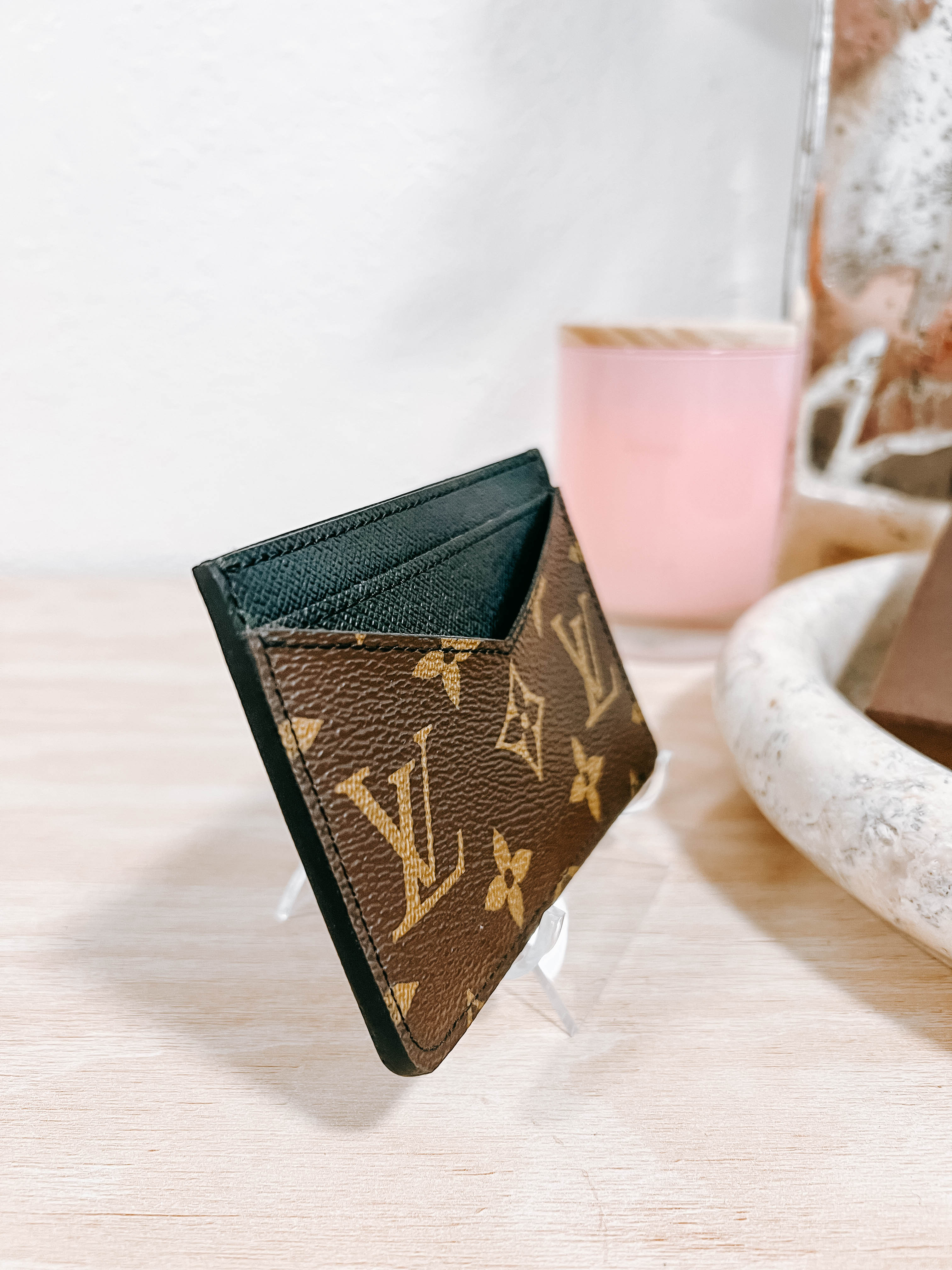 LV Macassar Brown Black Business Card Holder