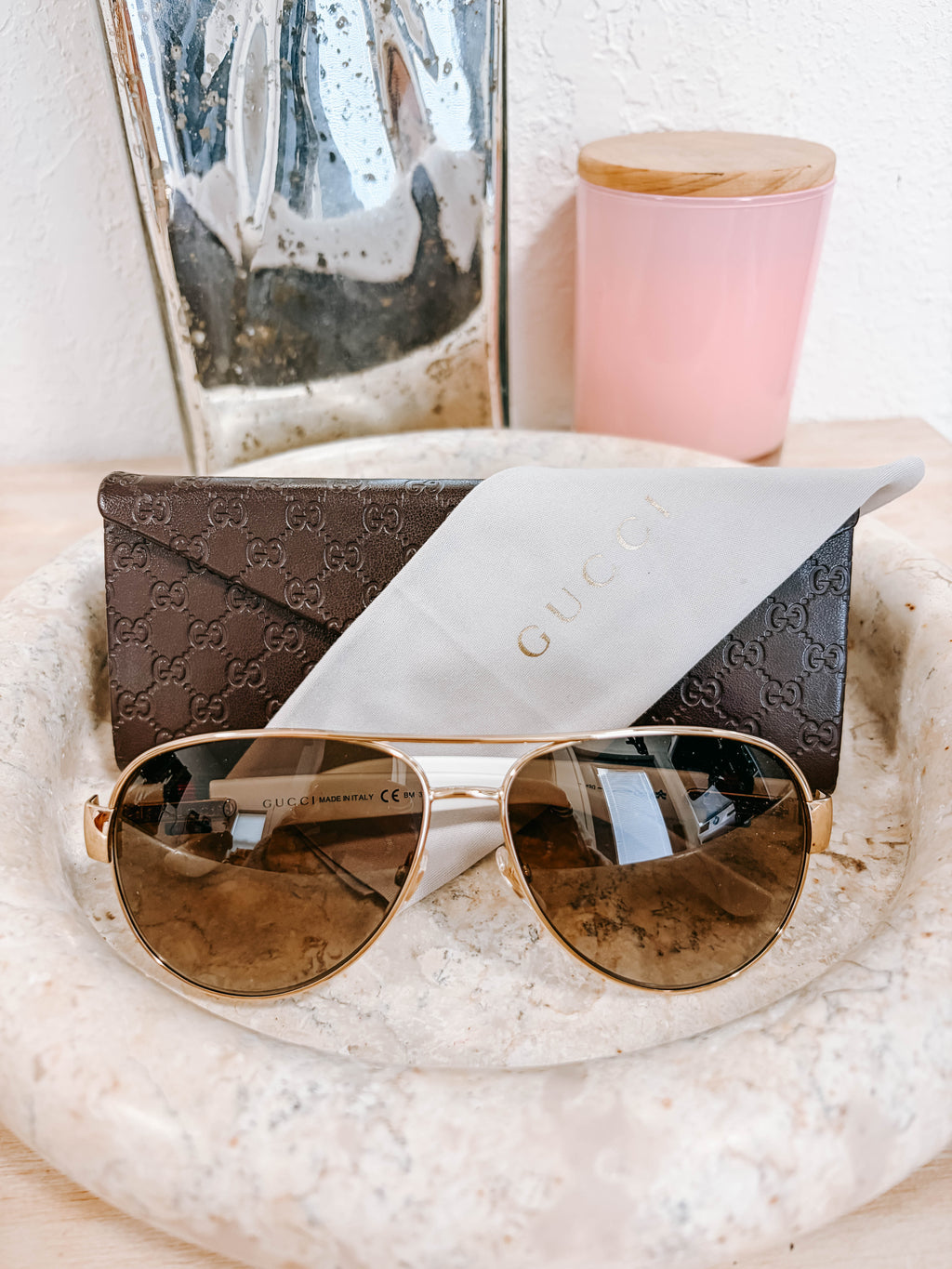 Pre-Owned Gucci GG Sherry Line Aviator Sunglasses *Final Sale*