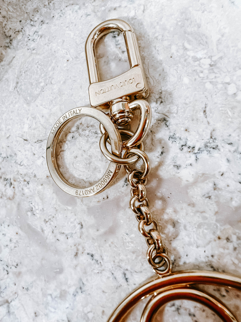 Pre-Owned LV Brass Keychain Porte Cle Flower Bag Charm