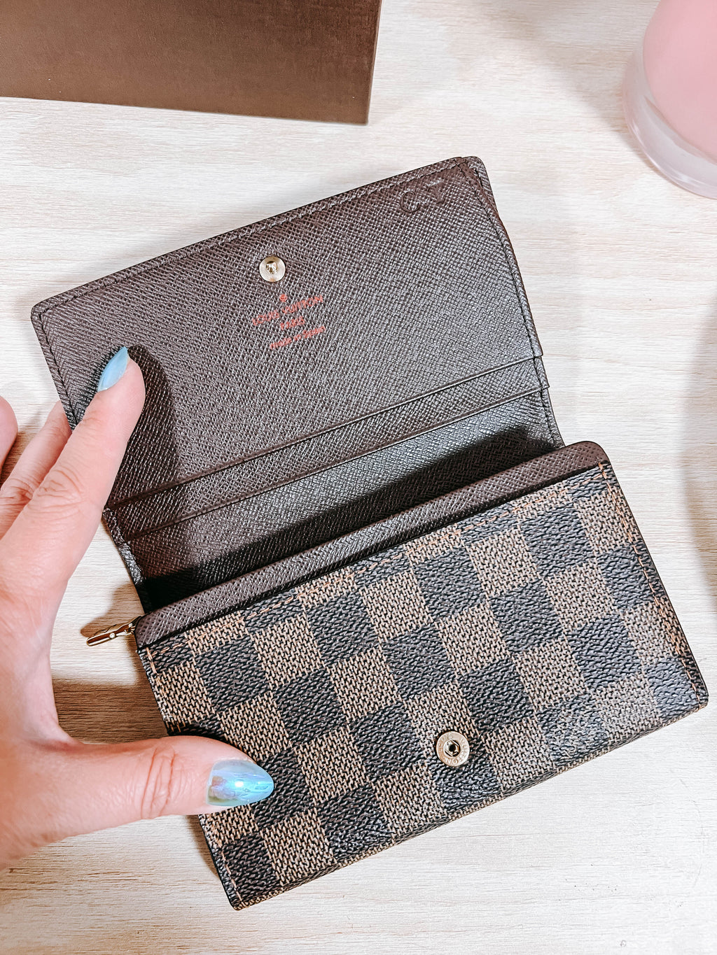 Pre-Owned LV Damier Ebene Porte Monnaie Tresor Wallet