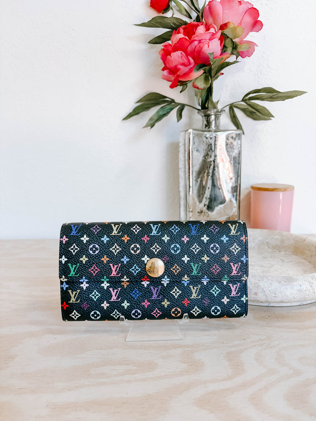 Pre-Owned Louis Vuitton Black Multicolor Monogram Sarah Wallet *Final Sale*