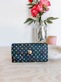 Pre-Owned Louis Vuitton Black Multicolor Monogram Sarah Wallet *Final Sale*